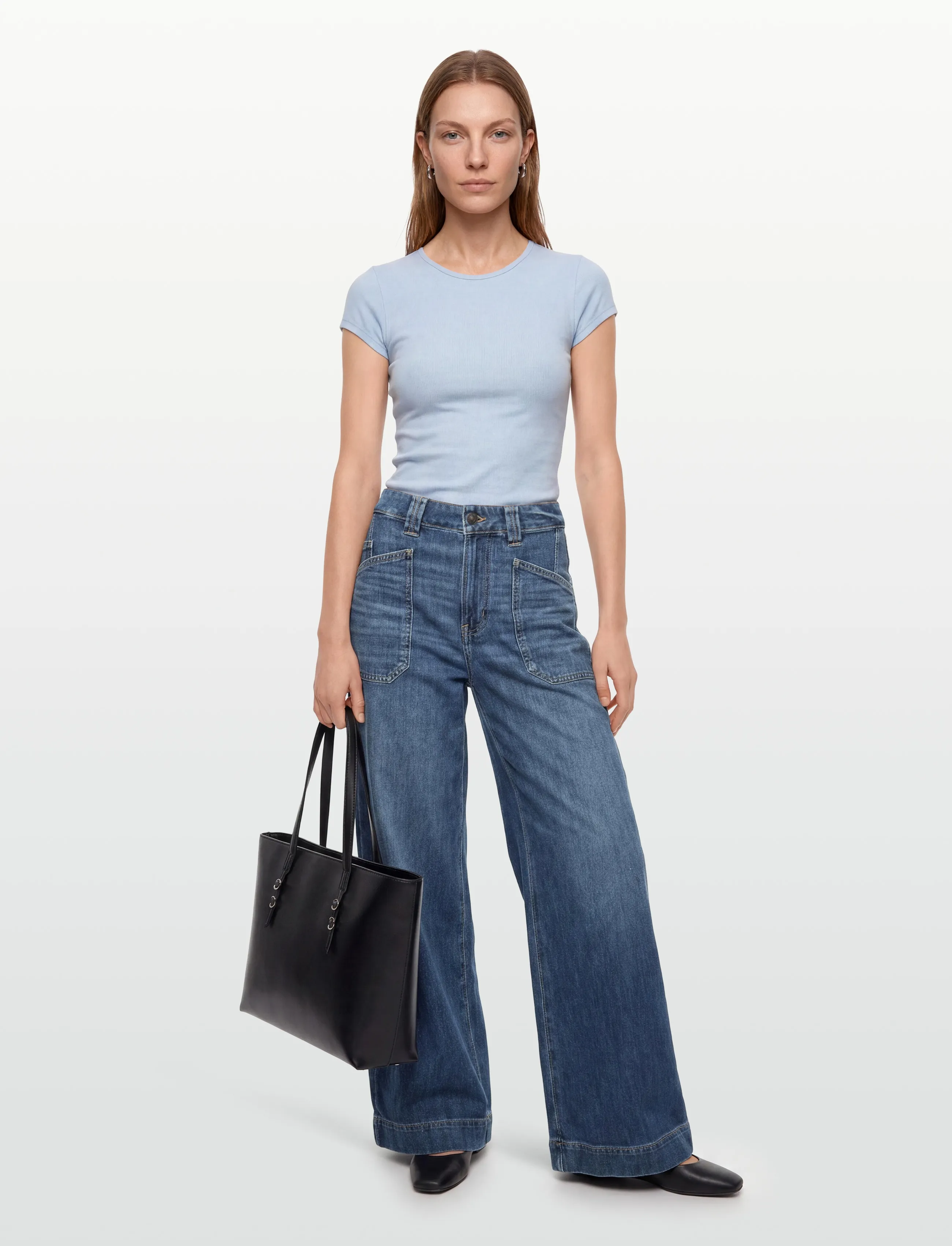 American Eagle SUPER HIGH-RISE ULTRA WIDE LEG JEANS - Jeans - DARK SHADOW / blue