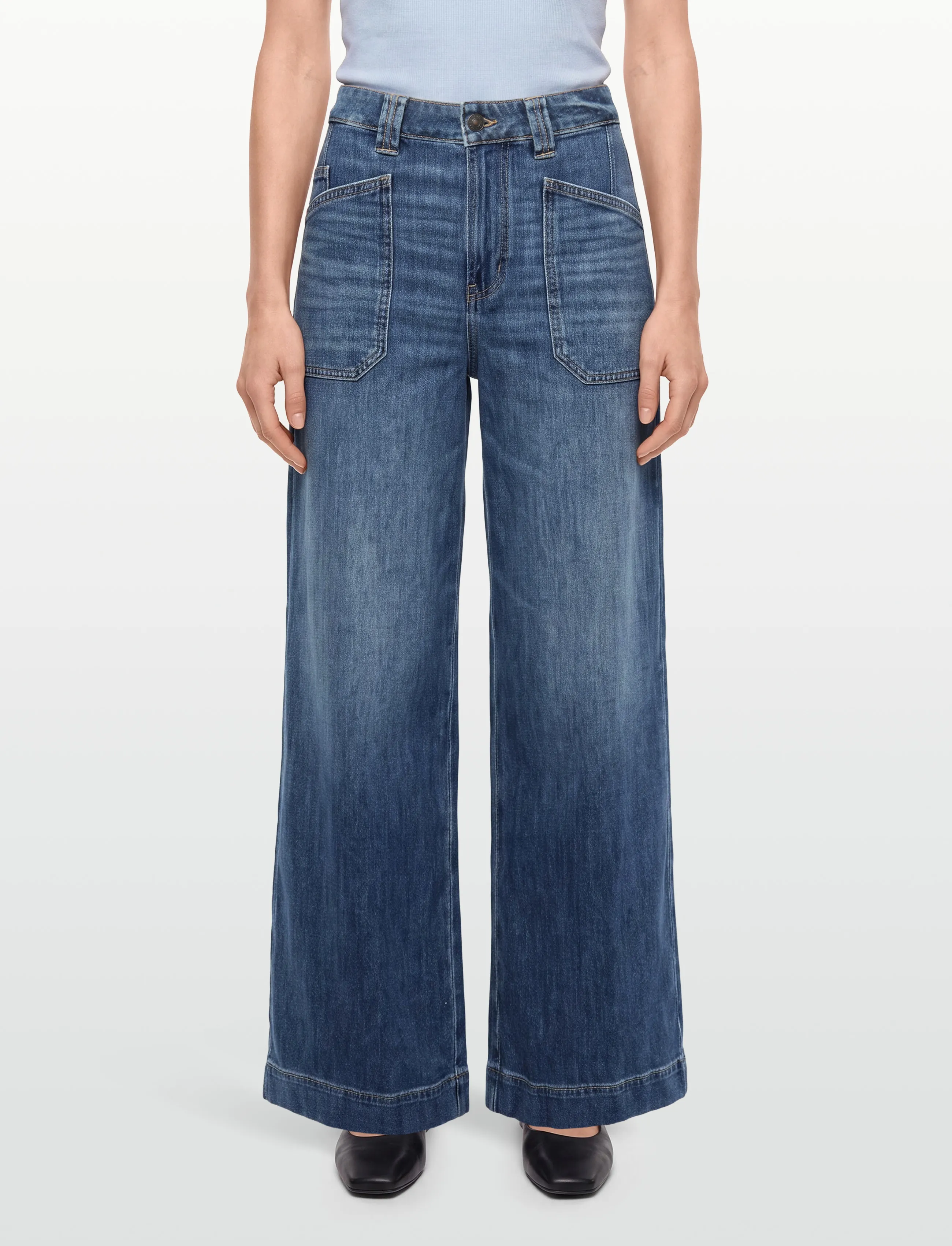 American Eagle - SUPER HIGH-RISE ULTRA WIDE LEG JEANS - vida jeans - dark shadow - 3