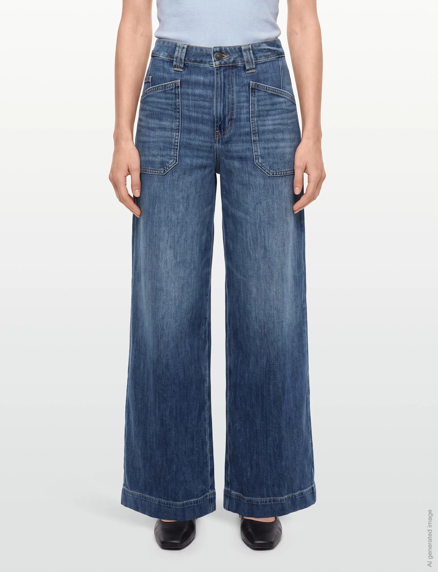 American Eagle - SUPER HIGH-RISE ULTRA WIDE LEG JEANS - vida jeans - dark shadow - 3