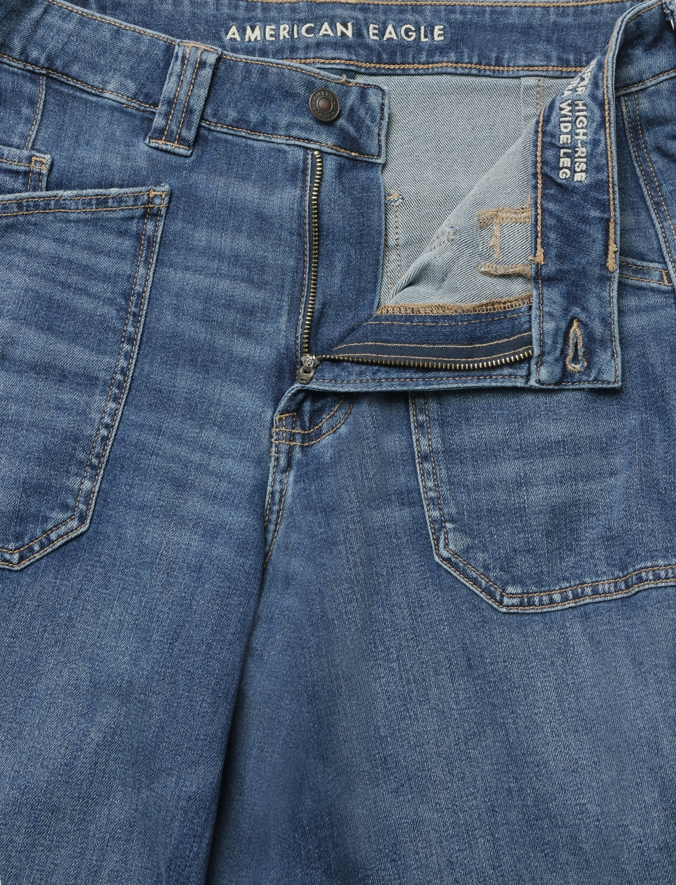 American Eagle - SUPER HIGH-RISE ULTRA WIDE LEG JEANS - dark shadow - 3