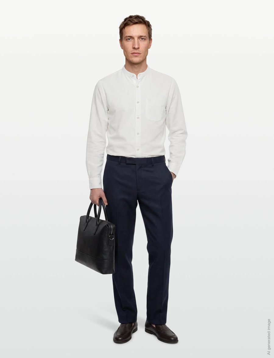 American Eagle - INT CF BAND COLLAR LINEN SHIRT - hørskjorter - air white - 0