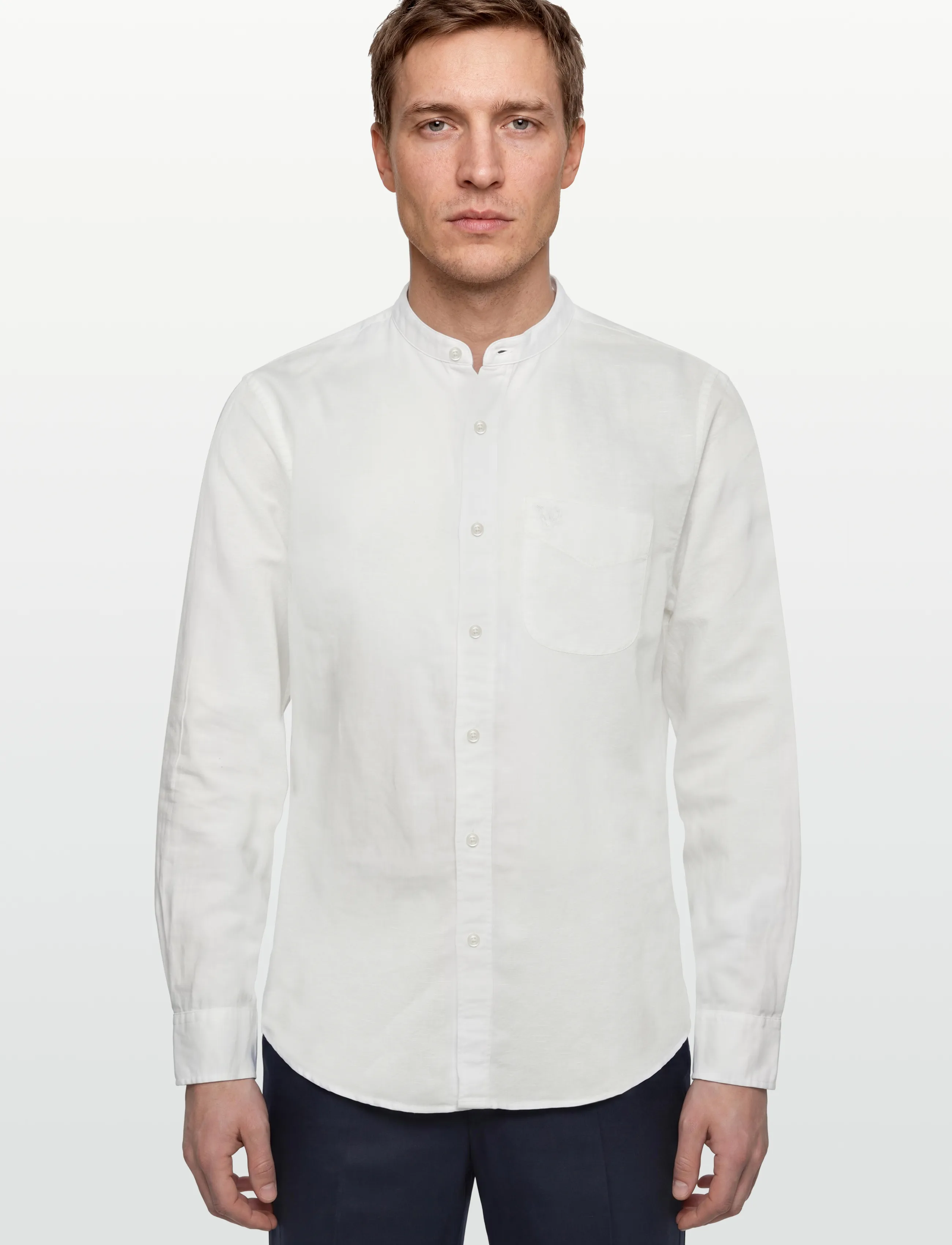 American Eagle - INT CF BAND COLLAR LINEN SHIRT - linen shirts - air white - 3
