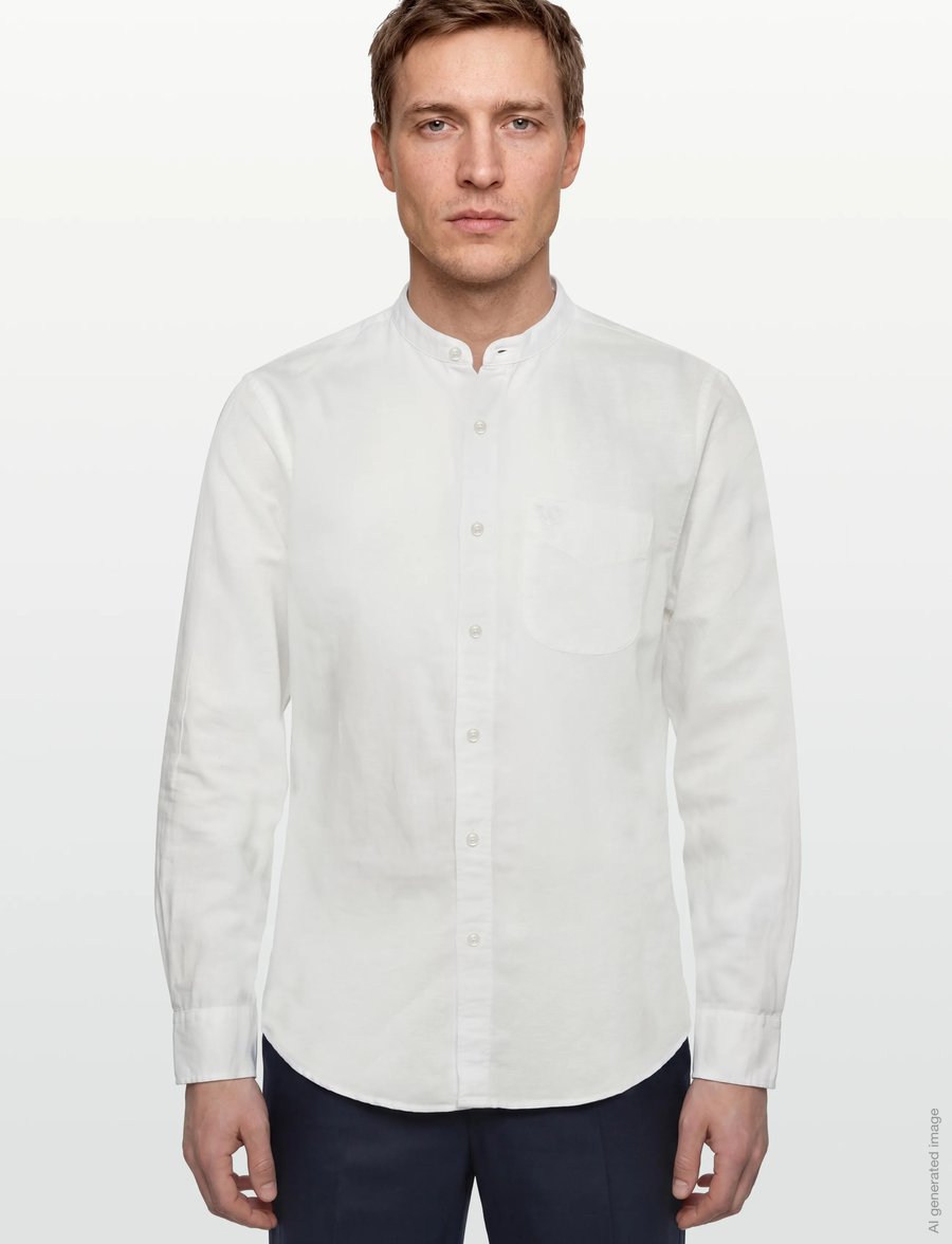 American Eagle - INT CF BAND COLLAR LINEN SHIRT - hørskjorter - air white - 3