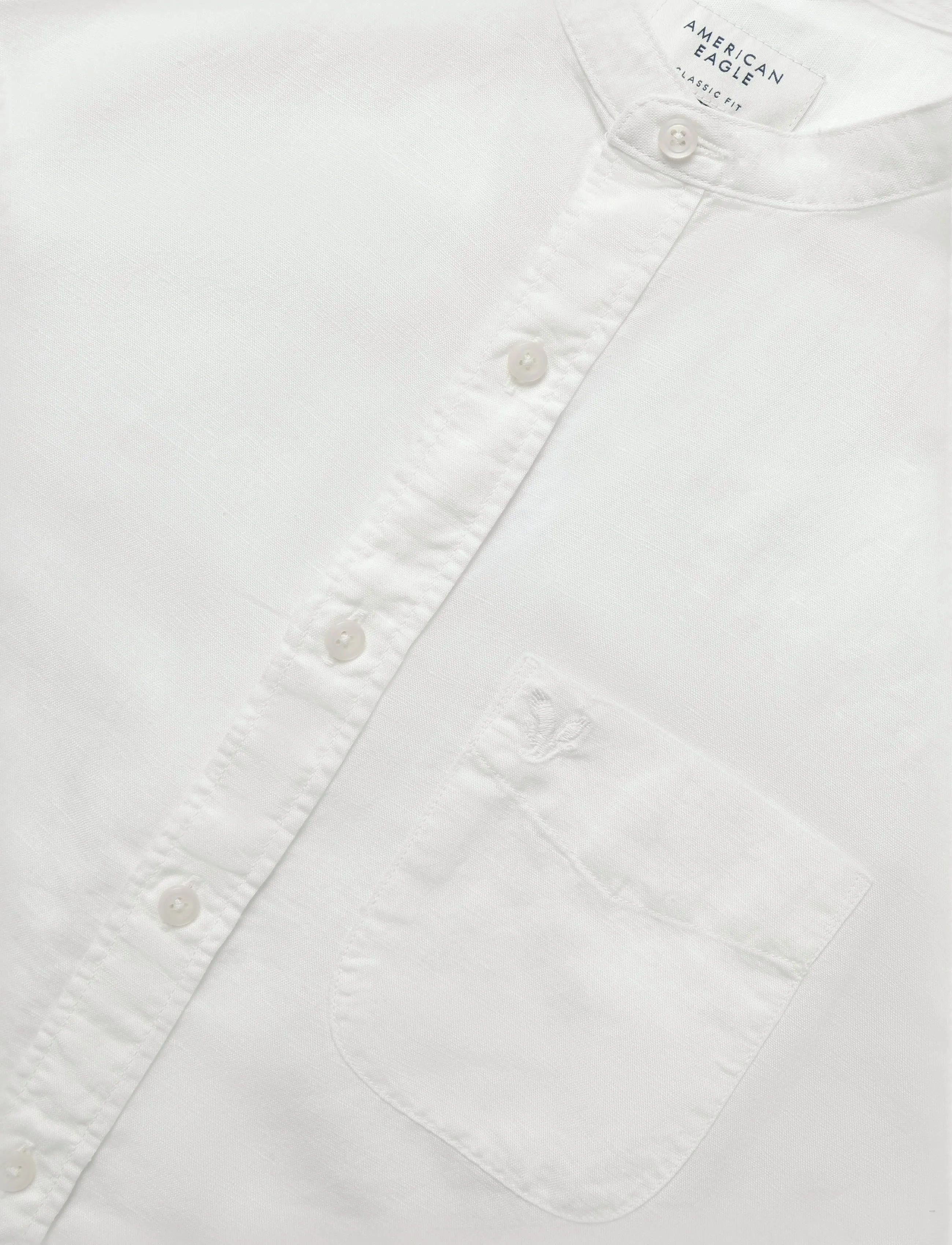 American Eagle - INT CF BAND COLLAR LINEN SHIRT - air white - 2