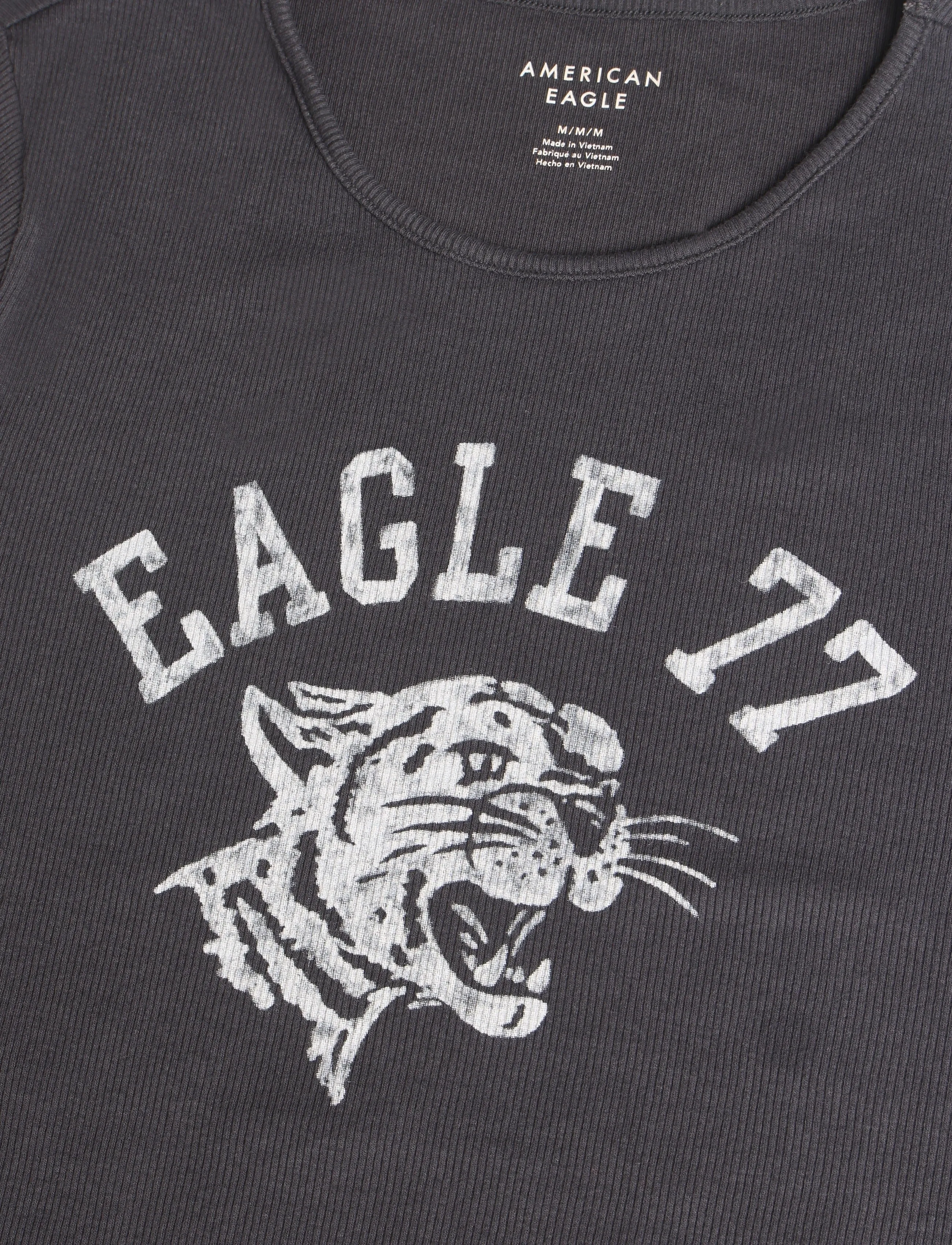 American Eagle - 9302 HEY BABY RIB TEE GRAPHIC - black - 2