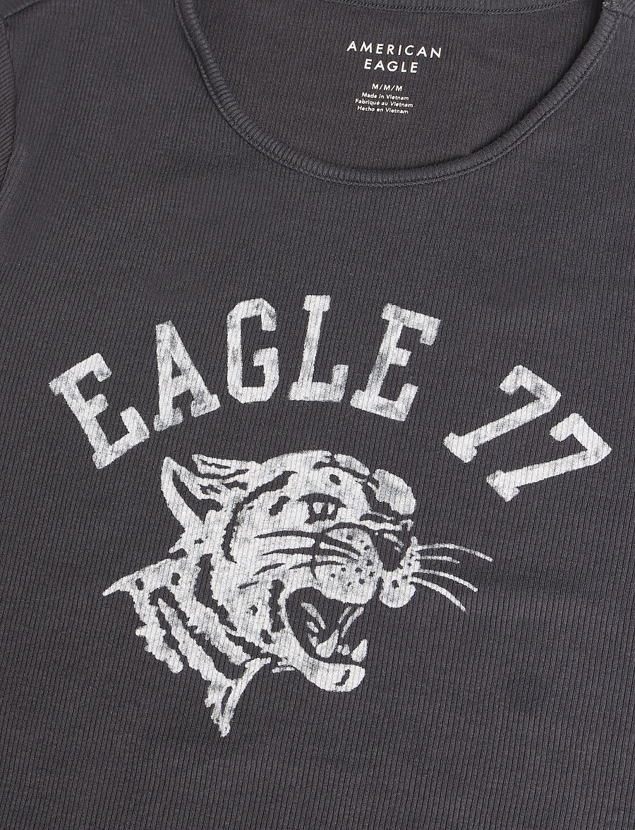American Eagle - 9302 HEY BABY RIB TEE GRAPHIC - t-särgid - black - 2