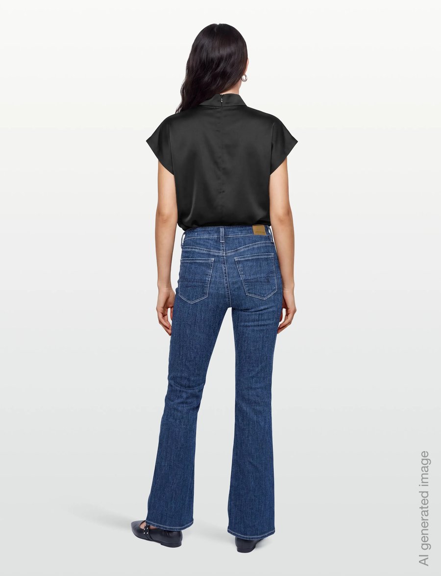 American Eagle - SUPER HIGH-RISE FLARE - flared jeans - dark wash - 4