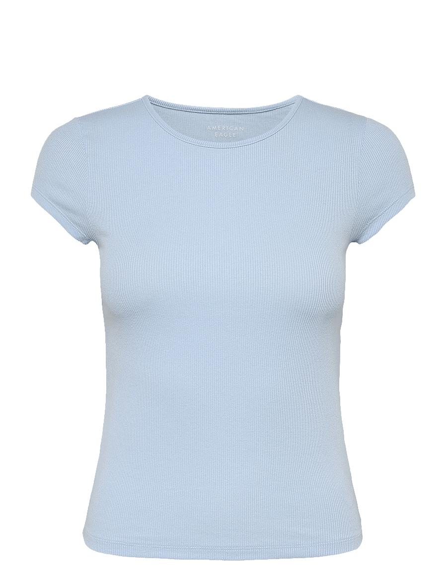 American Eagle - 9243 HEY BABY RIB TEE SOLID - t-shirts - blue - 0
