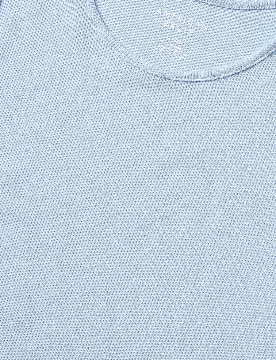 American Eagle - 9243 HEY BABY RIB TEE SOLID - t-shirts - blue - 2