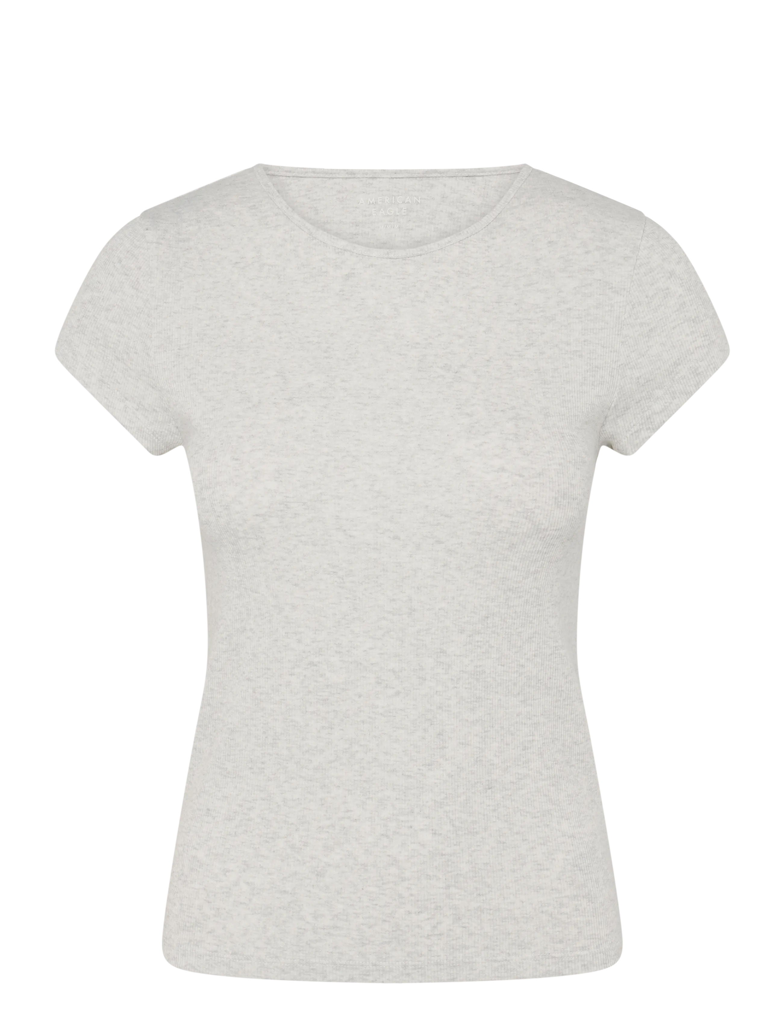 American Eagle 9381 Hey Baby Rib Tee Heather, S, Grey, T-Shirts & Toppe > Kortærmede, Dame