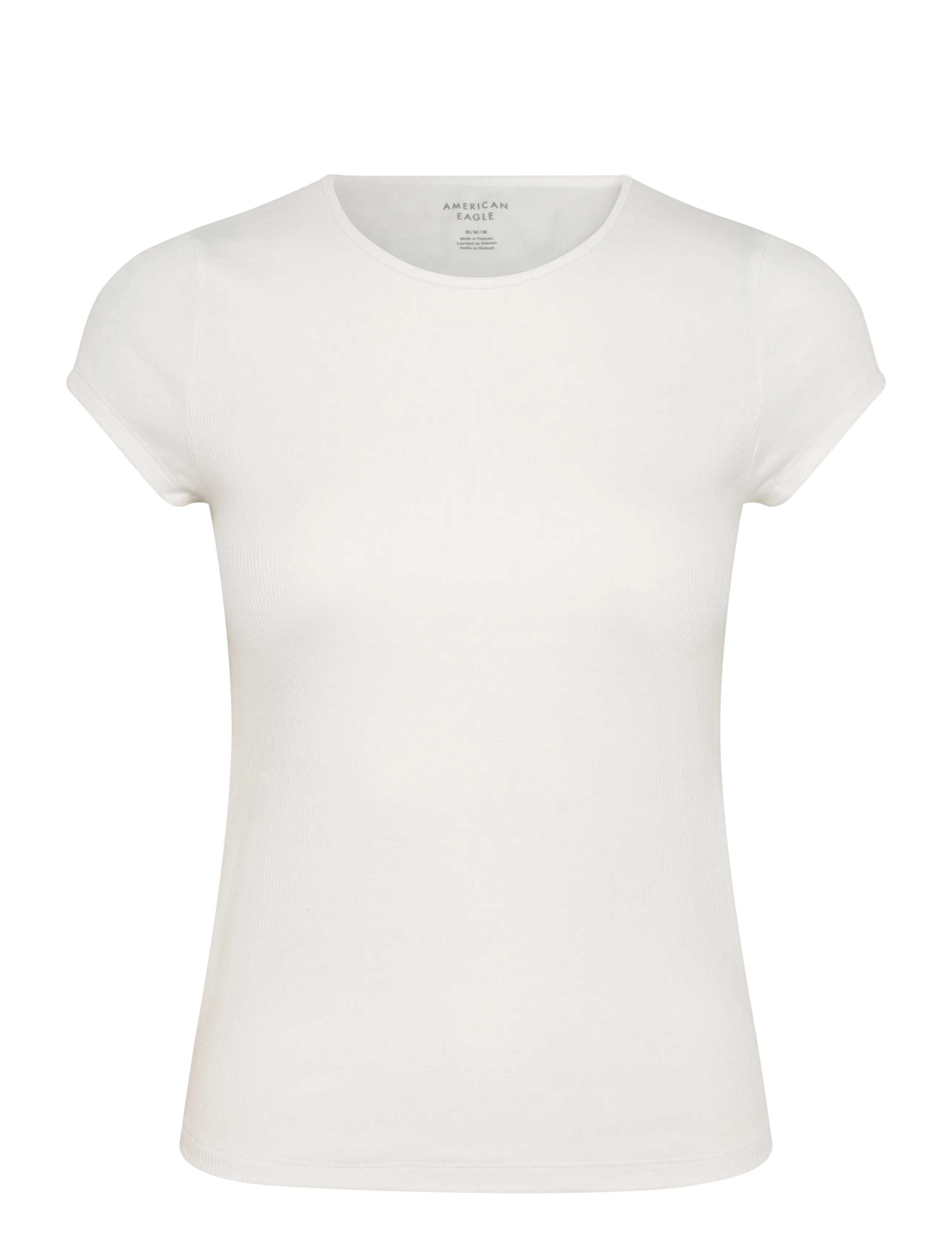 American Eagle 9472 Hey Baby Rib Tee Core Color, XS, T-shirts & Oberteile, Weiß - Short-sleeved, Frauen