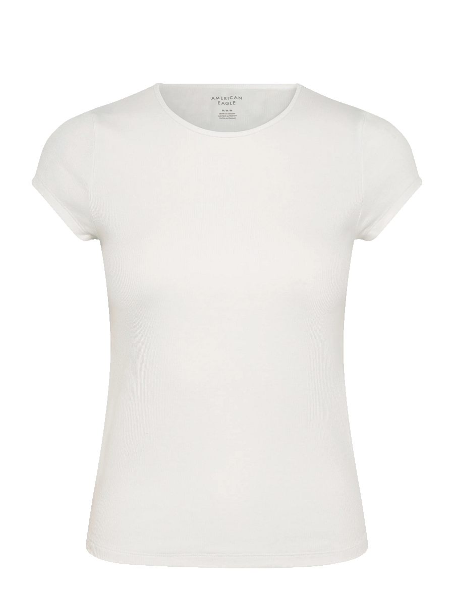 American Eagle - 9472 HEY BABY RIB TEE CORE COLOR - t-särgid - white - 0