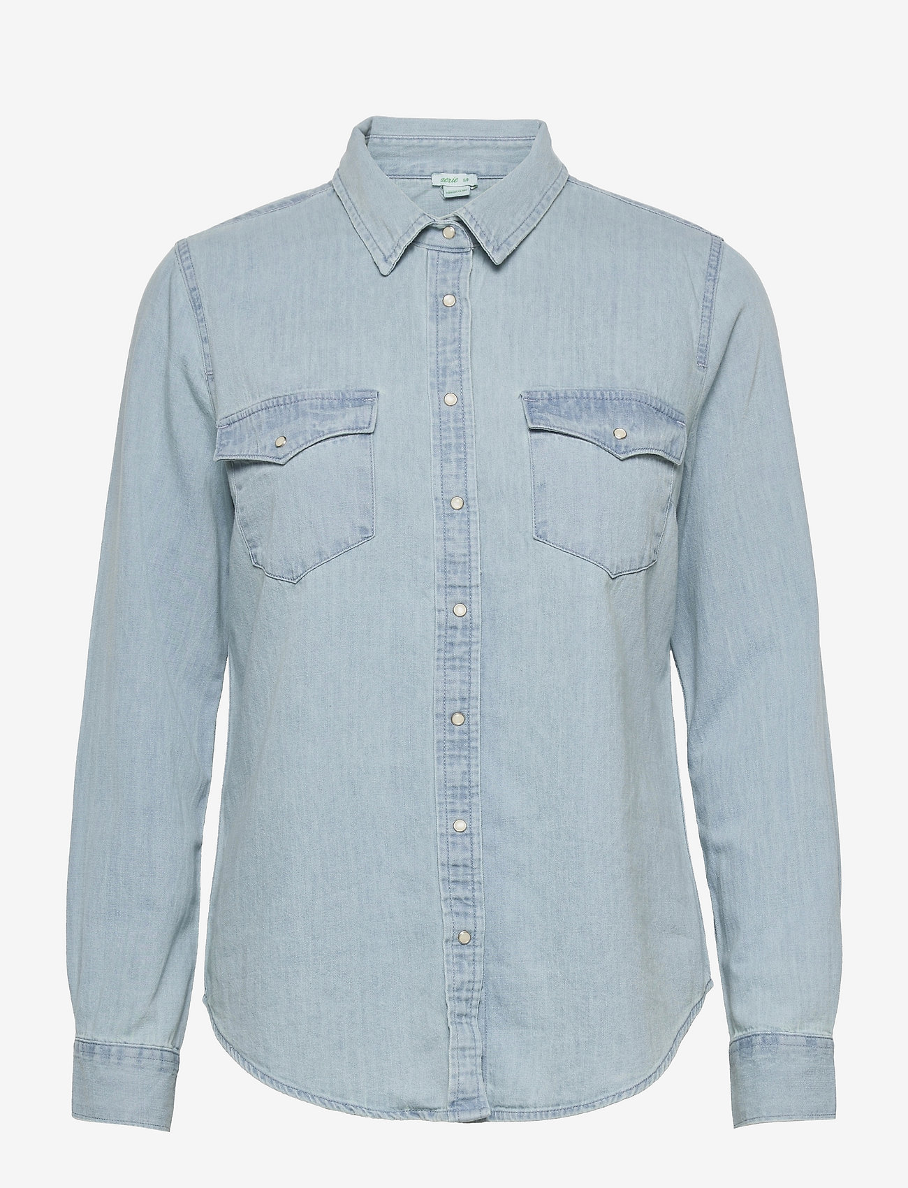 American Eagle - Aerie Long Sleeve Western Buttondown Shirt - light wash - 0