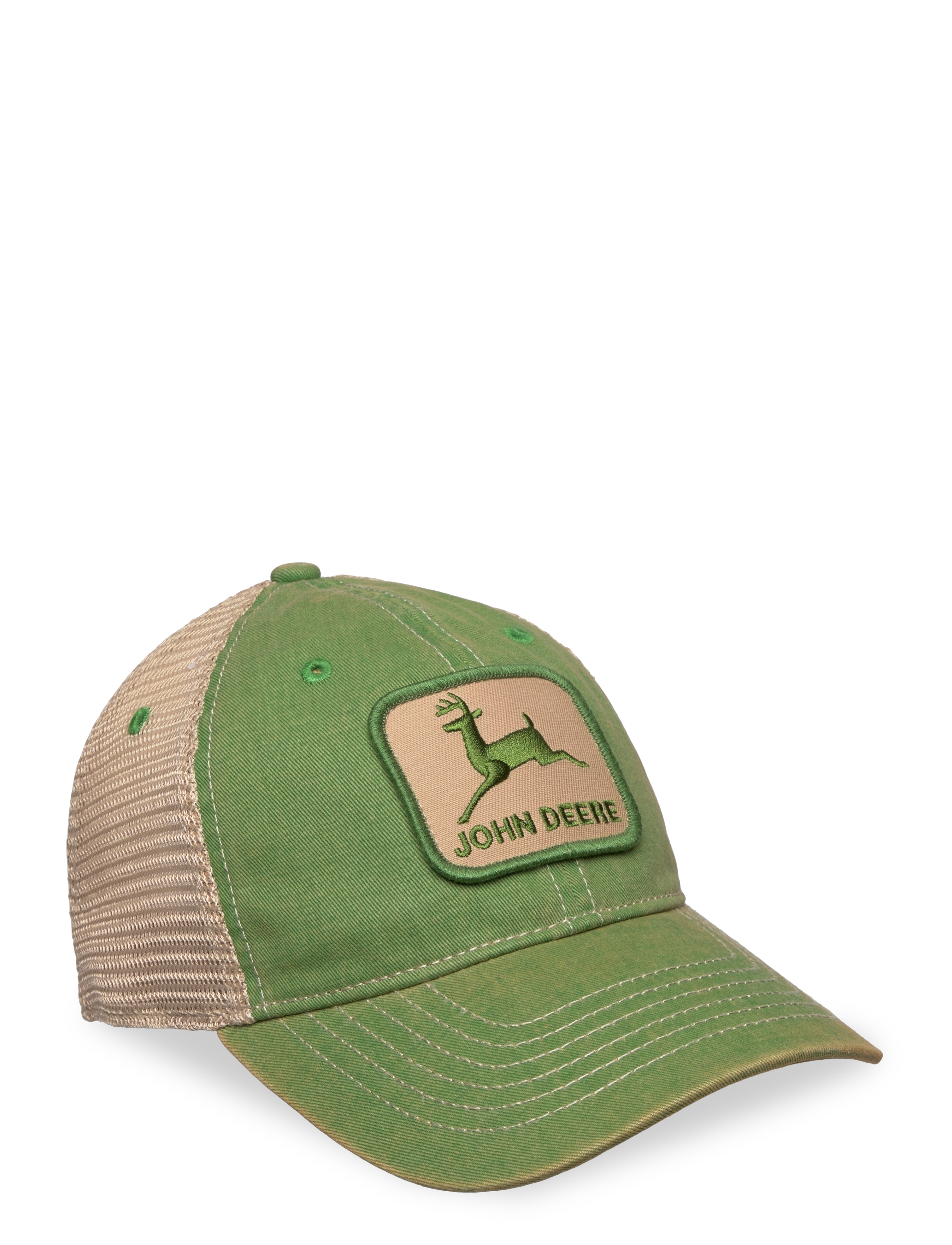 American Needle Stone Washed Logo Mens Cap Ivory Dark Green John Deere, One Size, Headwear, Grün - Caps, Männerswear