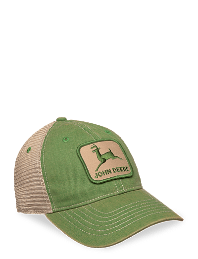 Stone Washed Logo Mens Cap Ivory - Dark Green John Deere - Kasketter