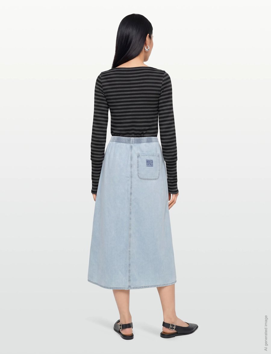 American Vintage - PAYBOU - jeansröcke - blue snow - 4