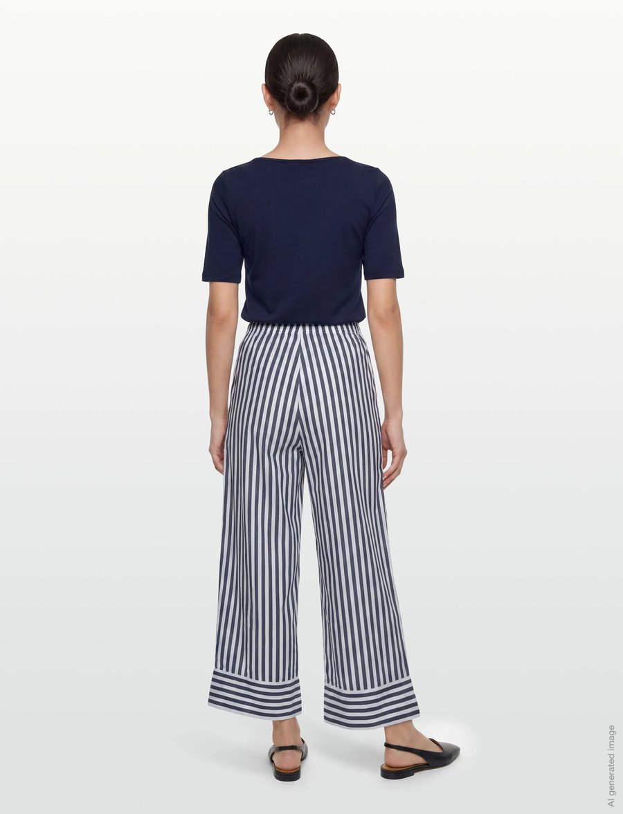 American Vintage - VEXTOWN - bukser med brede ben - ink stripes - 4