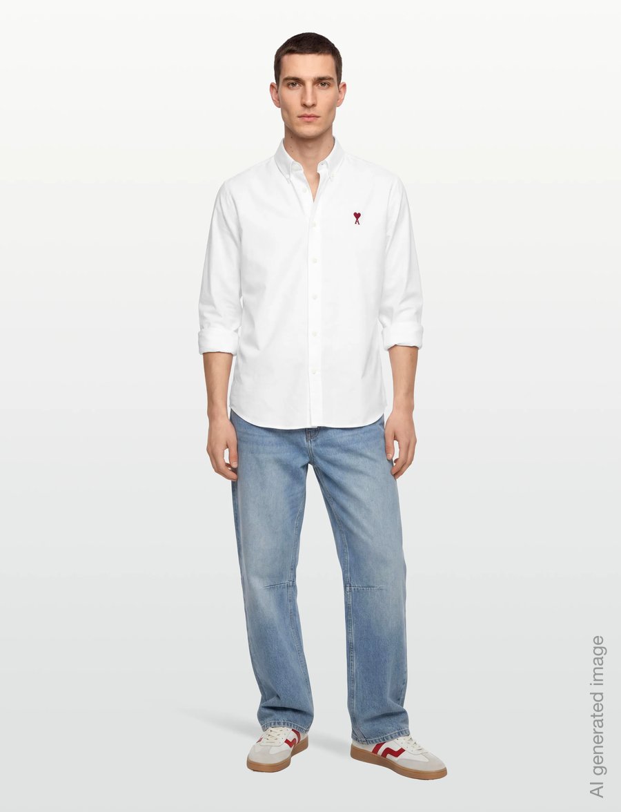 AMI - Oxford Shirt Classic Fit - ametlikud särgid - white - 0