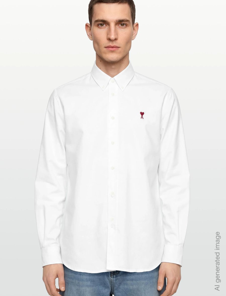 AMI - Oxford Shirt Classic Fit - ametlikud särgid - white - 3