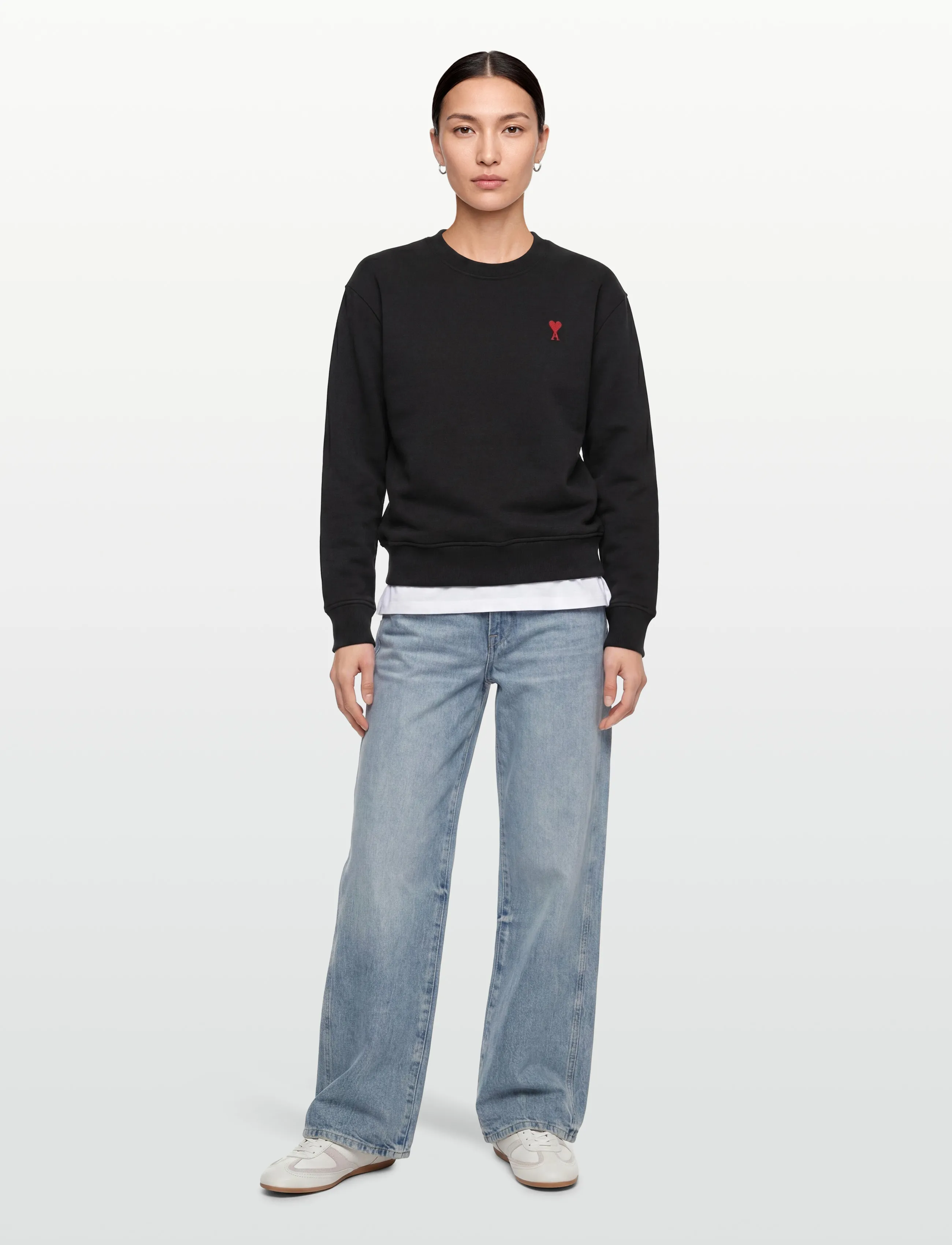 AMI De Coeur Sweatshirt, Kvinder, Rundhalset Sweatshirt, Sort, Str: XL