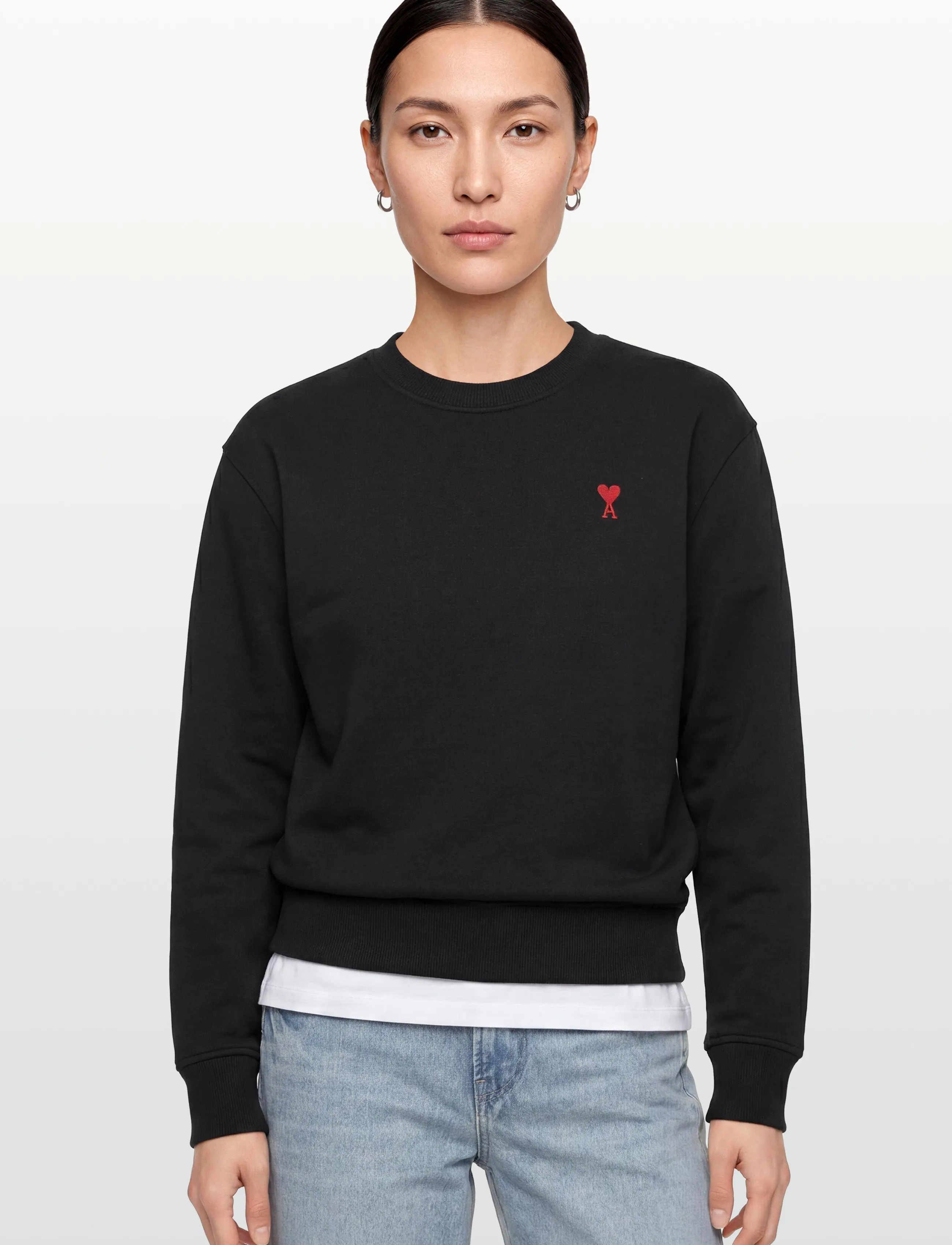 AMI - Ami De Coeur Sweatshirt - hverdags stil - black - 3