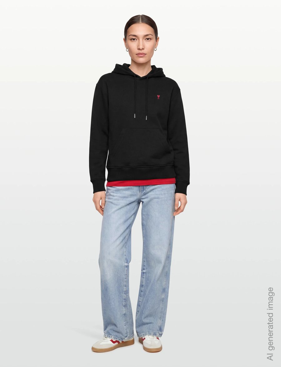 AMI - Ami De Coeur Hoodie - hoodies - black - 0