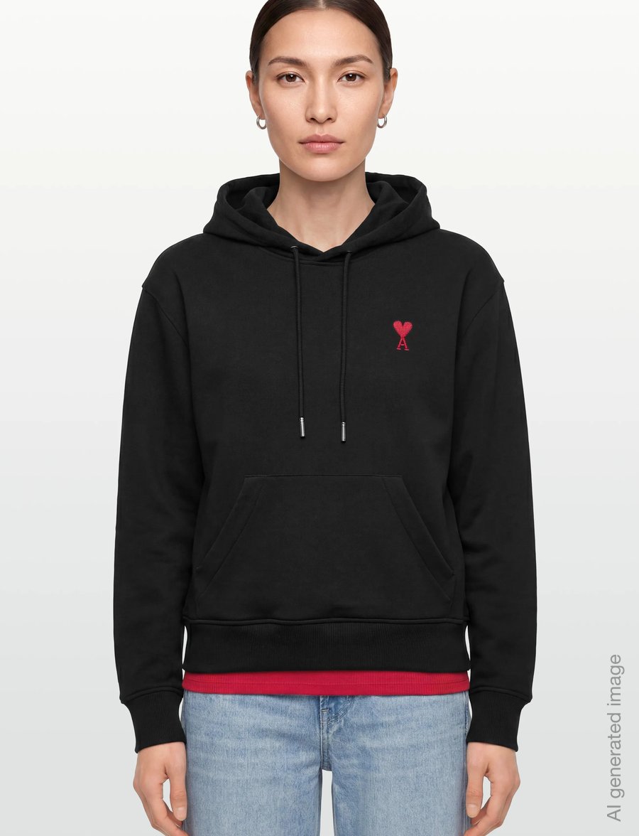 AMI - Ami De Coeur Hoodie - hoodies - black - 3