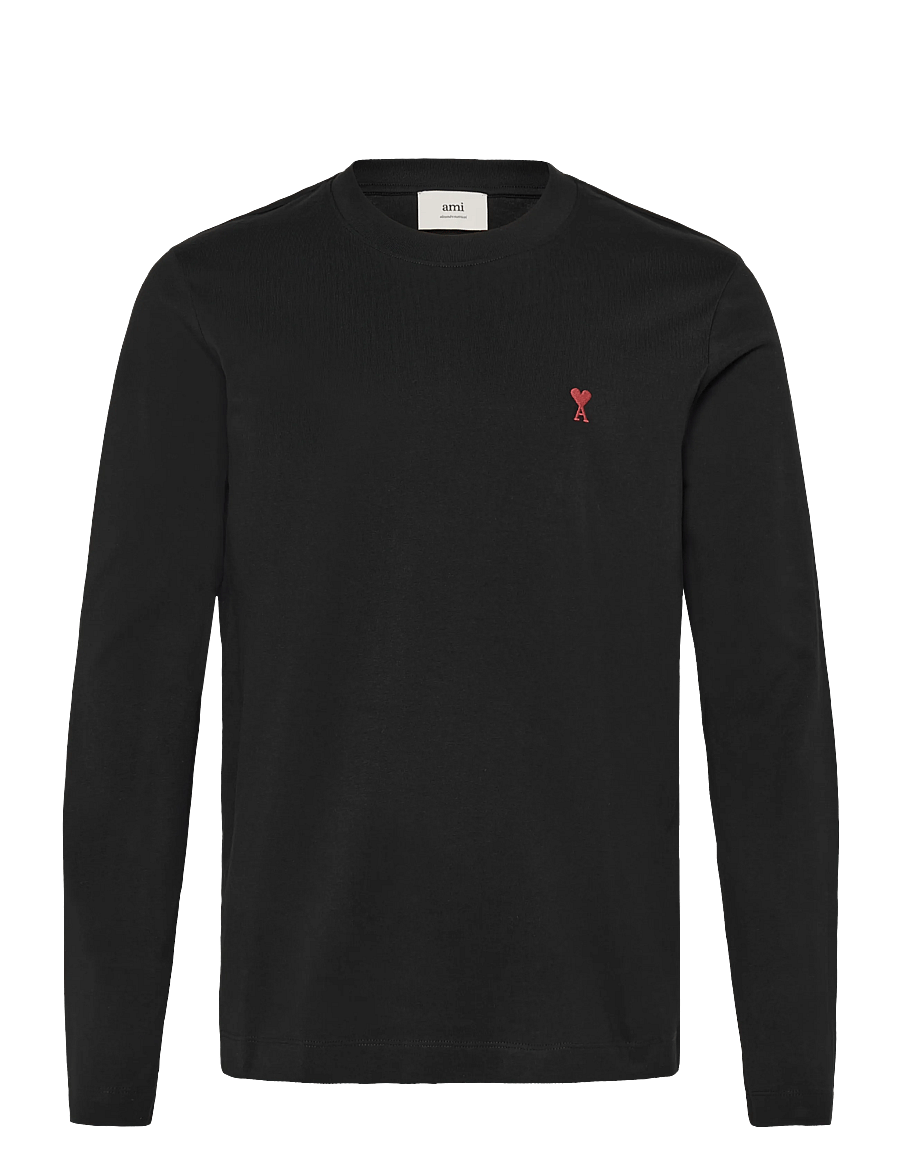AMI - Longsleeves Ami De Coeur T Shirt - langærmede t-shirts - black - 1