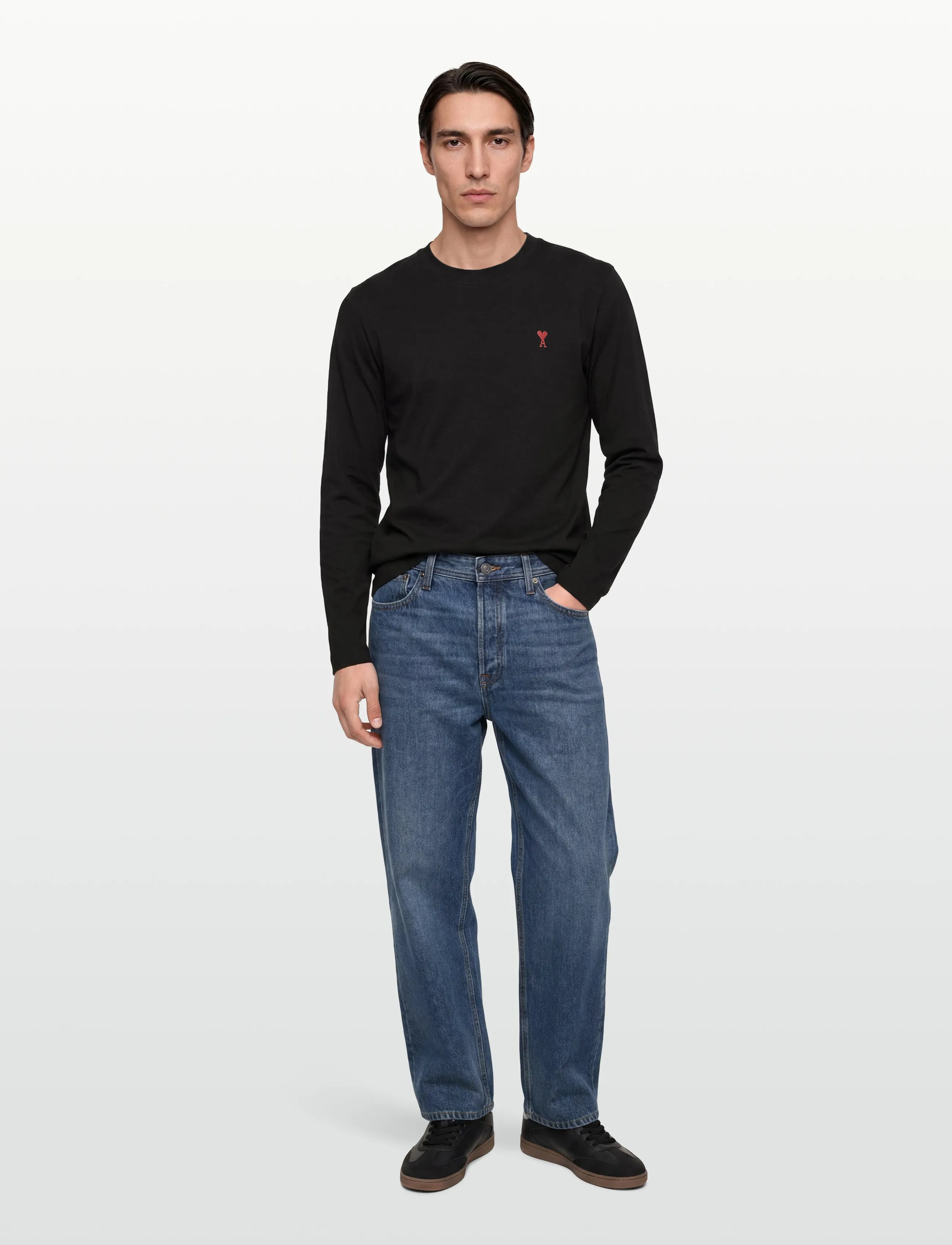 AMI Longsleeves Ami De Coeur T Shirt - T-shirts - BLACK / black