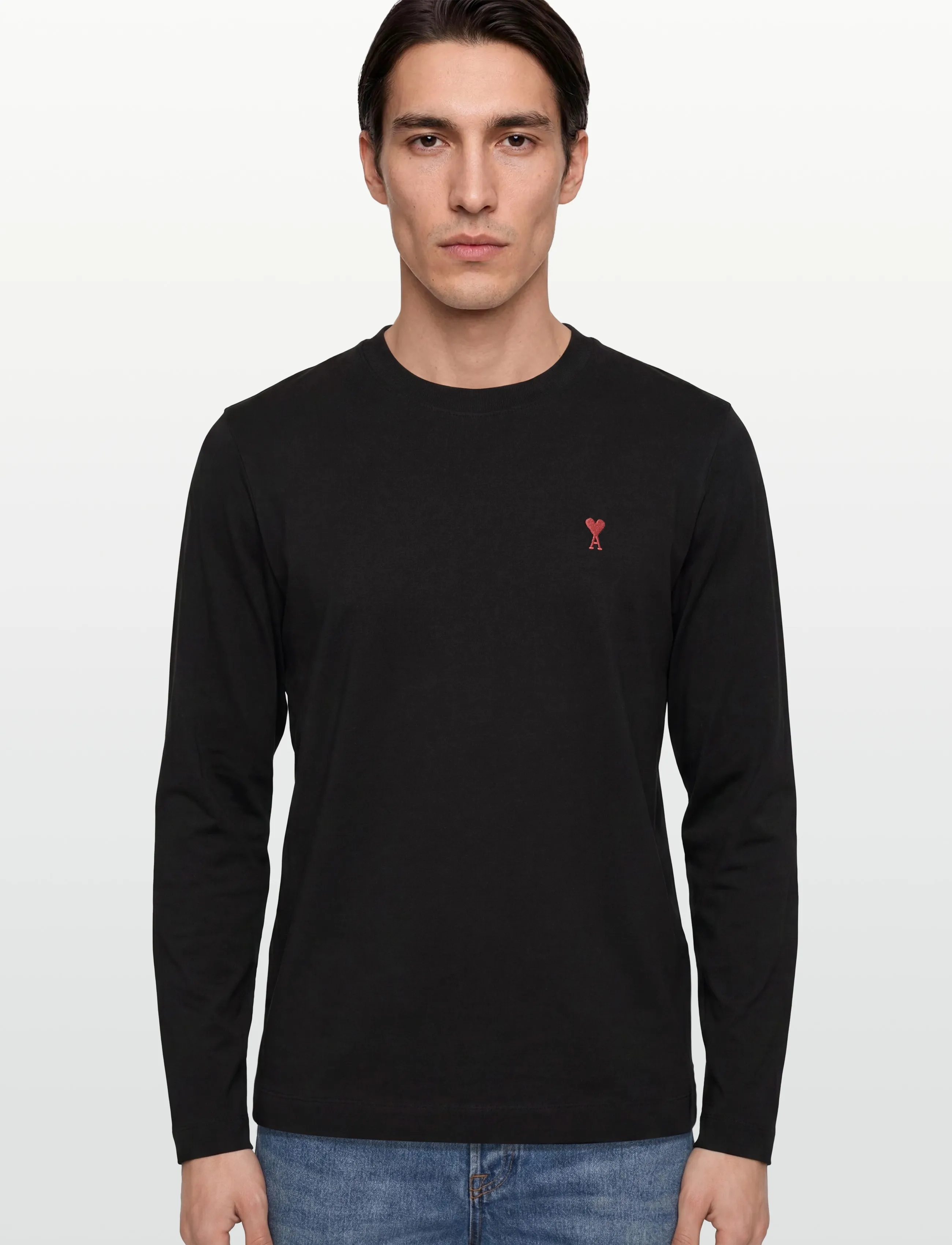 AMI - Longsleeves Ami De Coeur T Shirt - langærmede t-shirts - black - 3