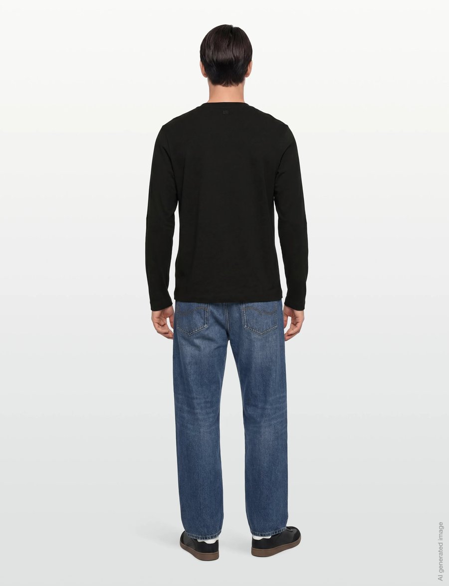 AMI - Longsleeves Ami De Coeur T Shirt - langærmede t-shirts - black - 4