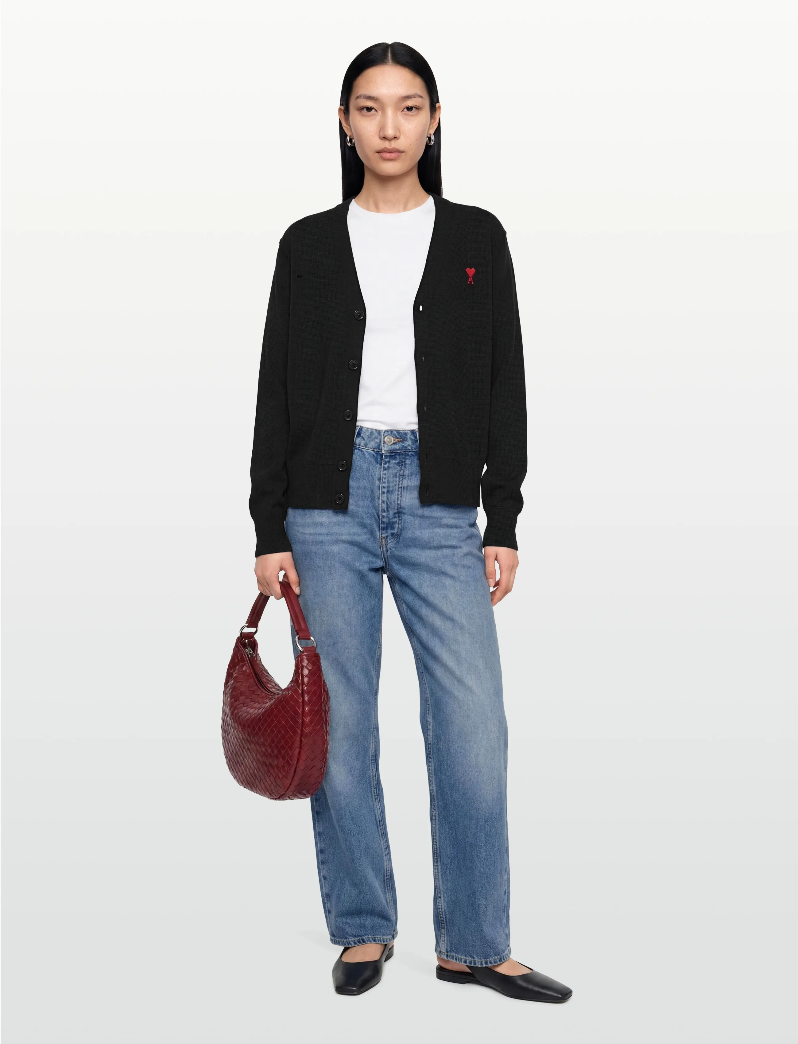 AMI Ami De Coeur Cardigan, S, Black, Strik > Cardigans, Herre