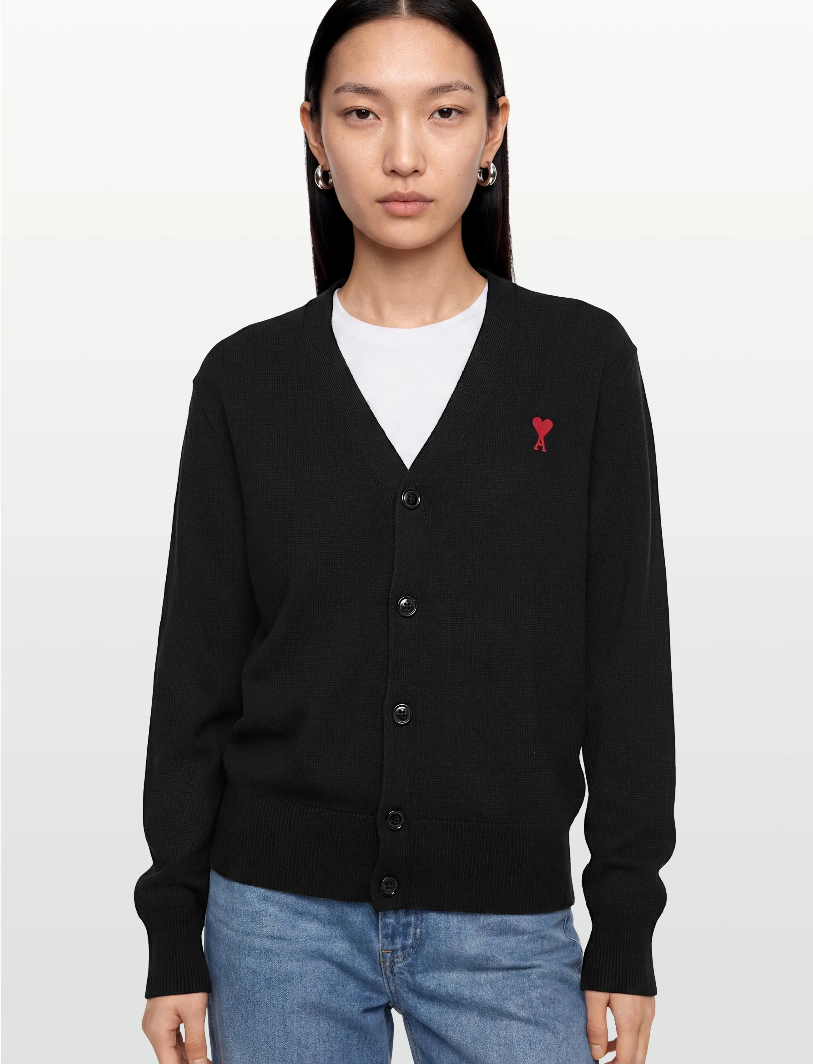 AMI - Ami De Coeur Cardigan - cardigan - black - 3