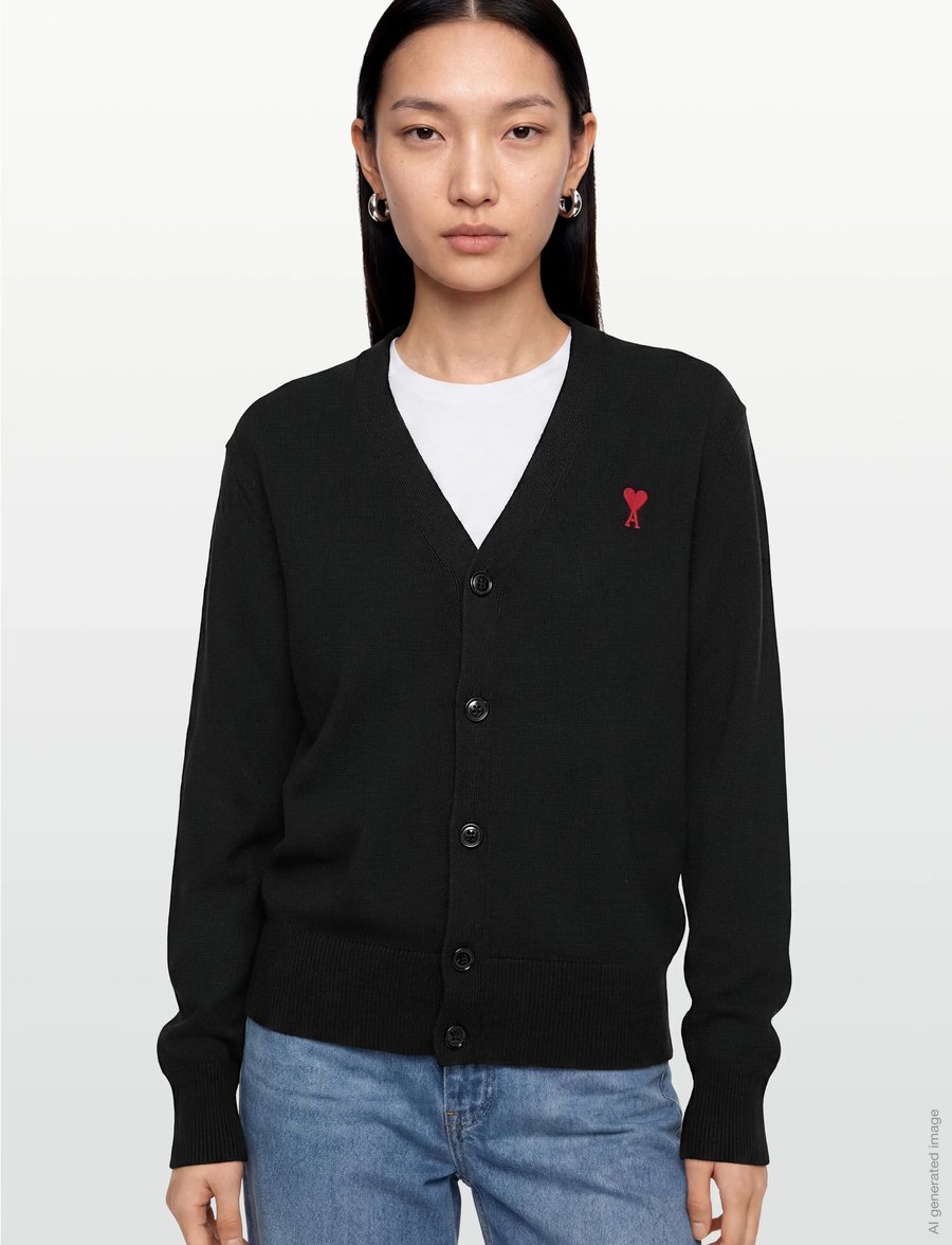 AMI - Ami De Coeur Cardigan - cardigan - black - 3