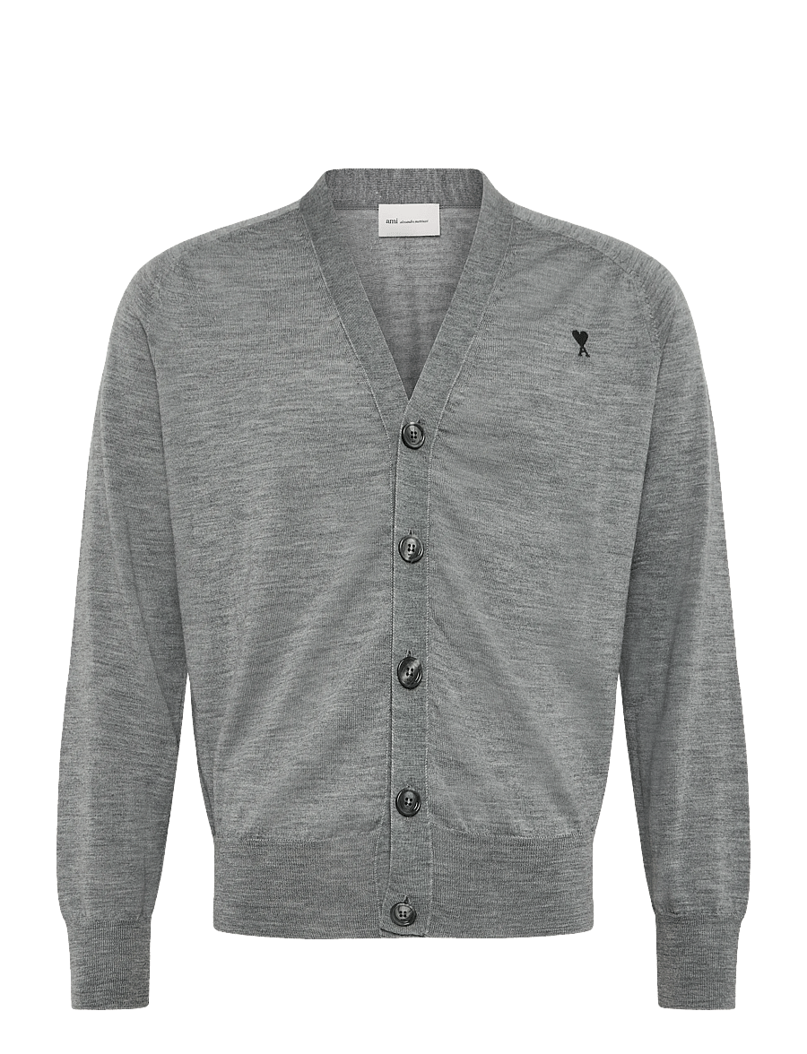 AMI - Ami De Coeur V Neck Cardigan - kardiganid - grey - 1