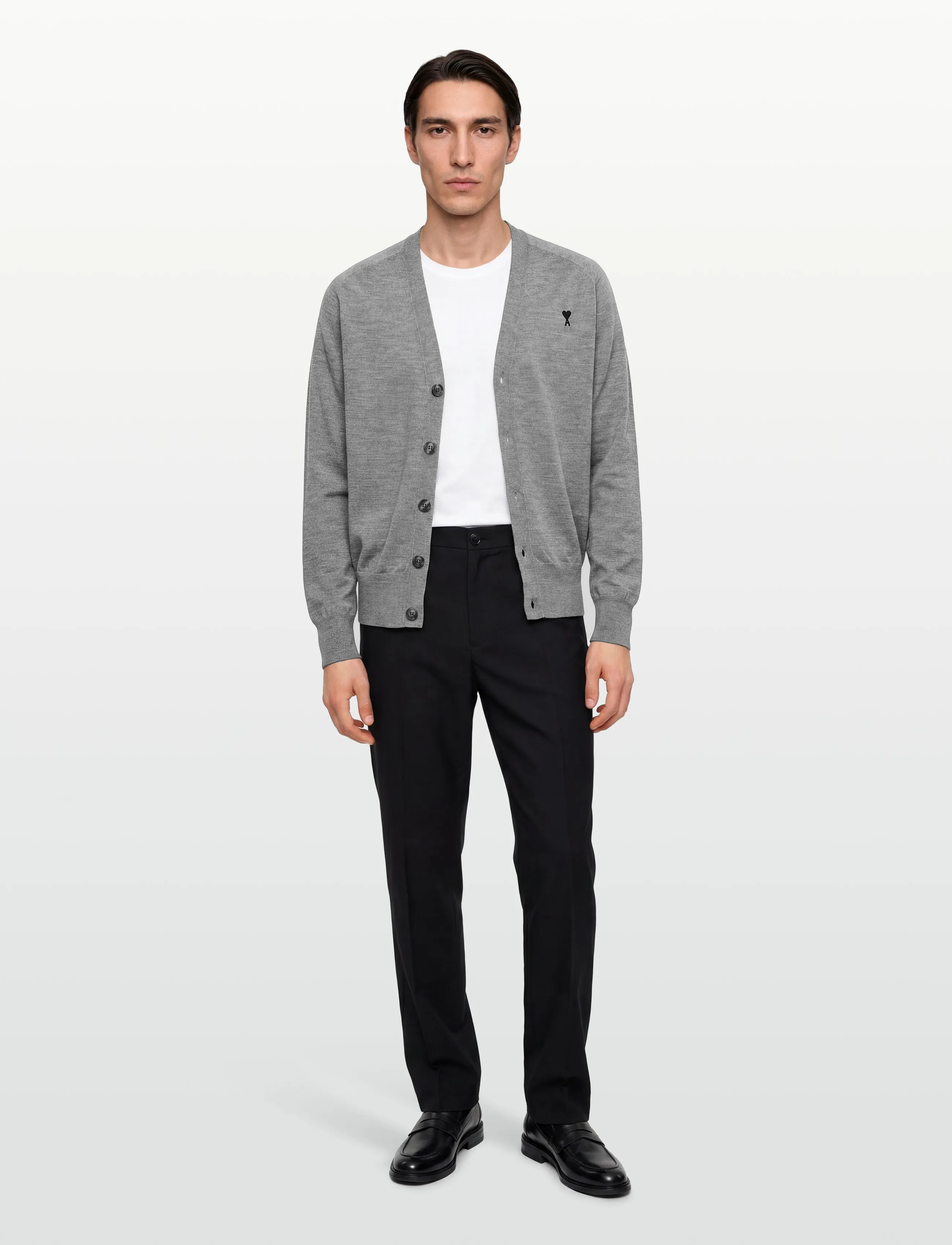 AMI - Ami De Coeur V Neck Cardigan - kardiganid - grey - 0