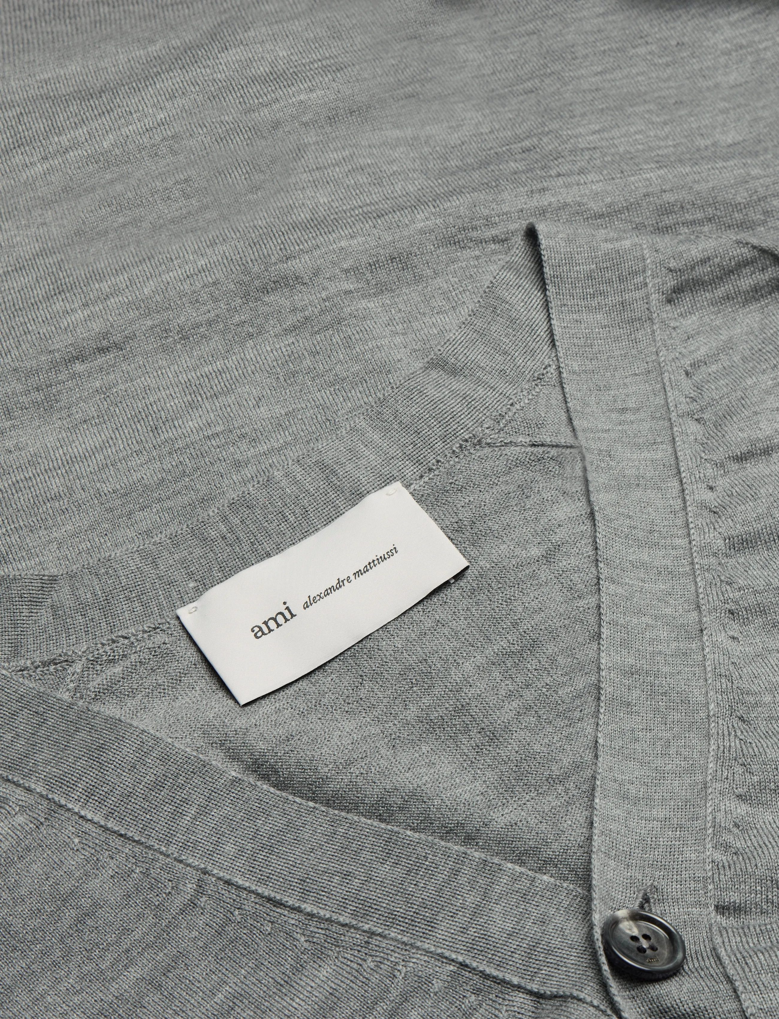 AMI - Ami De Coeur V Neck Cardigan - kardiganid - grey - 5