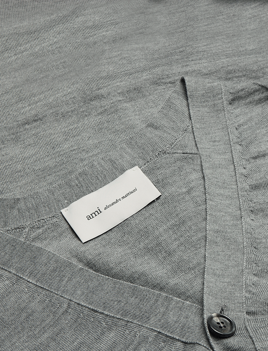 AMI - Ami De Coeur V Neck Cardigan - kardiganid - grey - 5