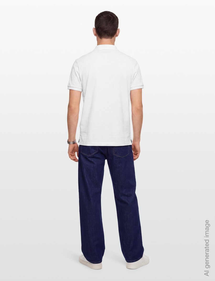 AMI - Pique Polo Shirt - stickade pikéer - white - 4