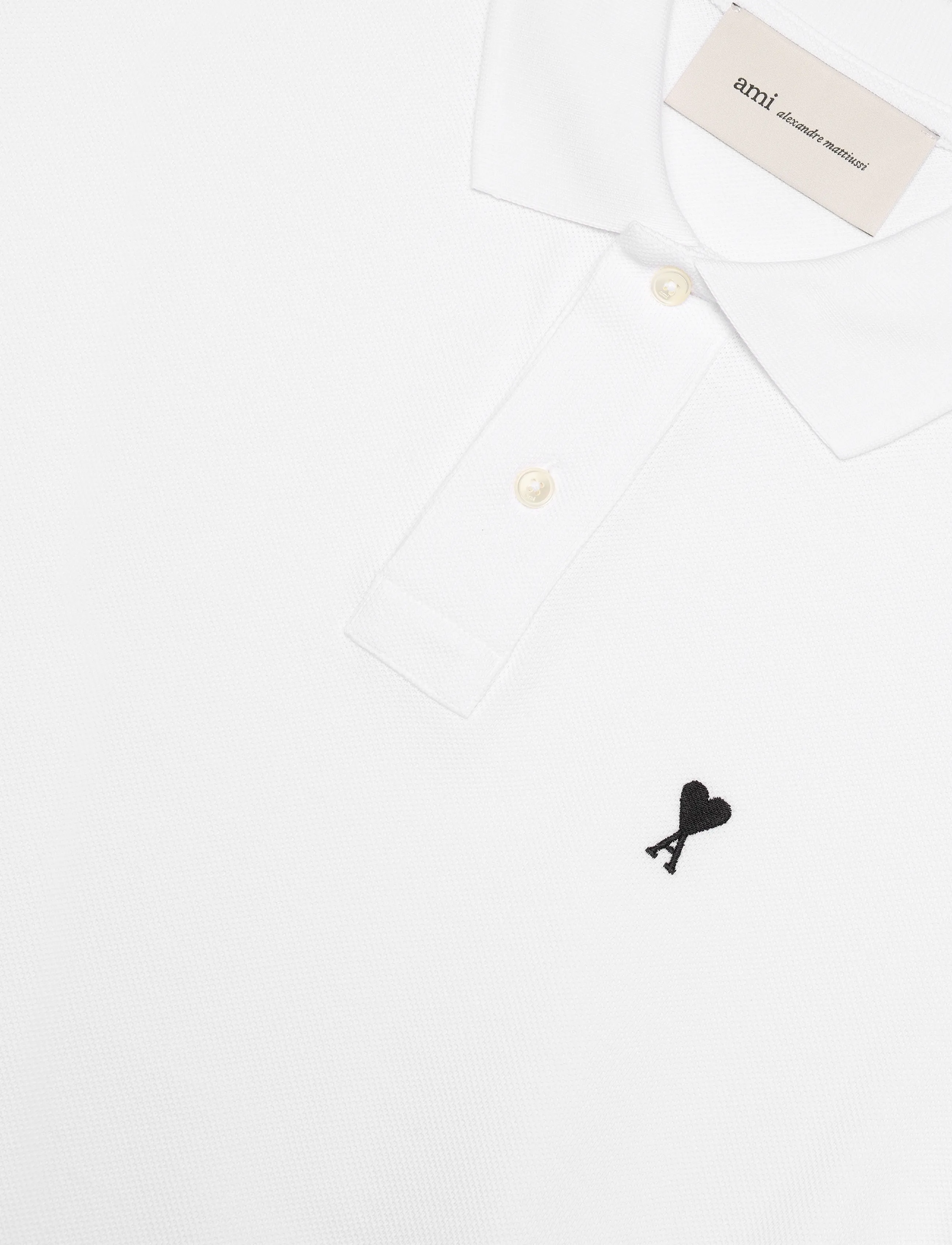 AMI - Pique Polo Shirt - white - 2