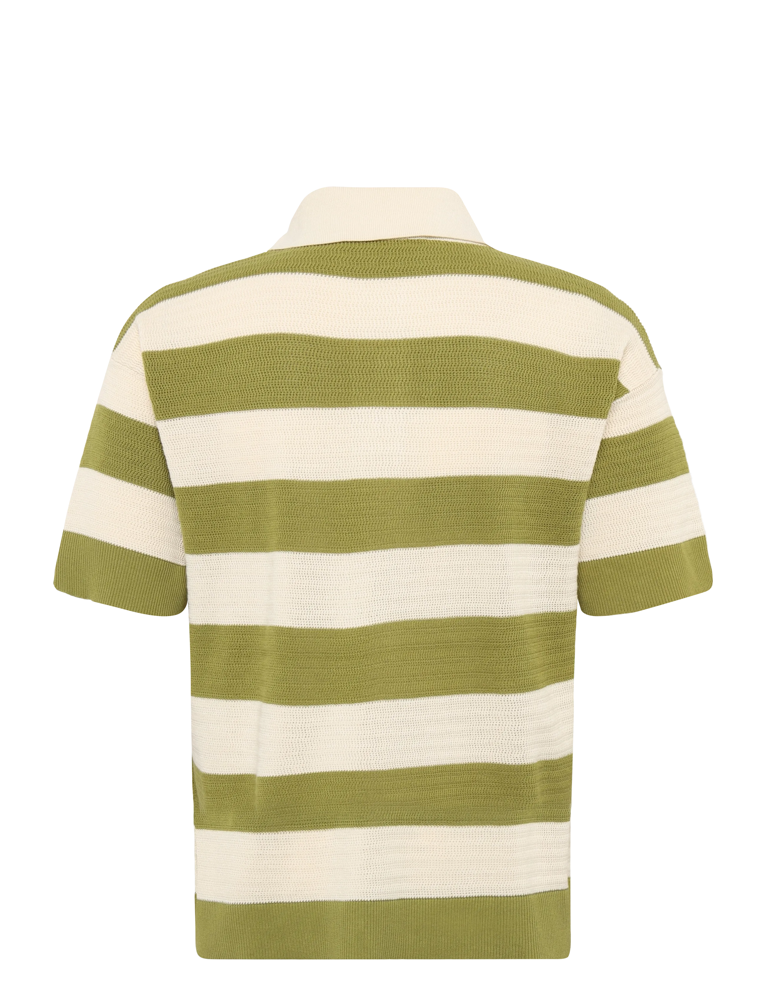 AMI - Ami De Coeur Striped Cotton Polo Shirt - polostrik - green - 1