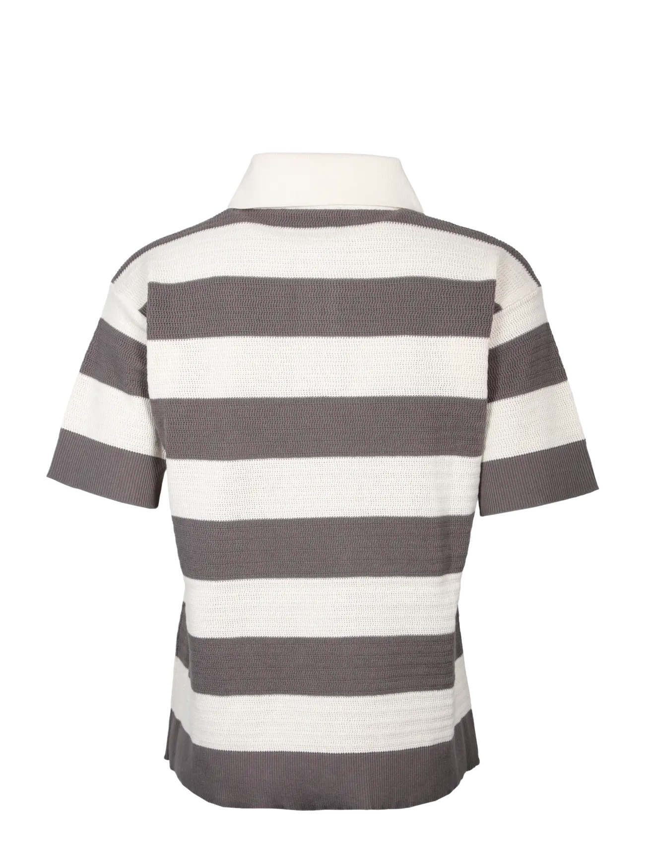 AMI - Ami De Coeur Striped Cotton Polo Shirt - lühikeste varrukatega polod - grey - 1