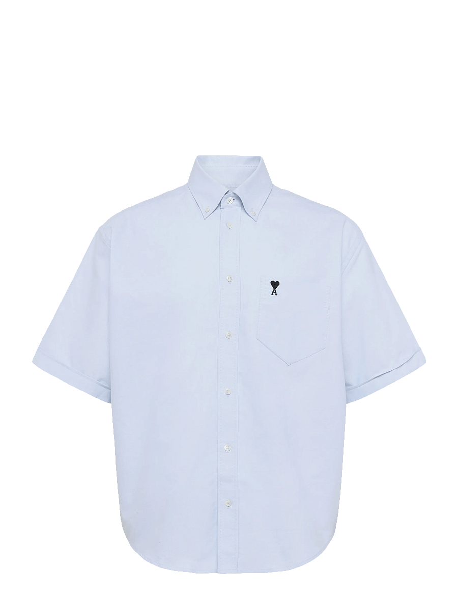 AMI - Button Down Short Sleeve Shirt Ami De Coeur In Cotton Oxford - oxford-hemden - blue - 1
