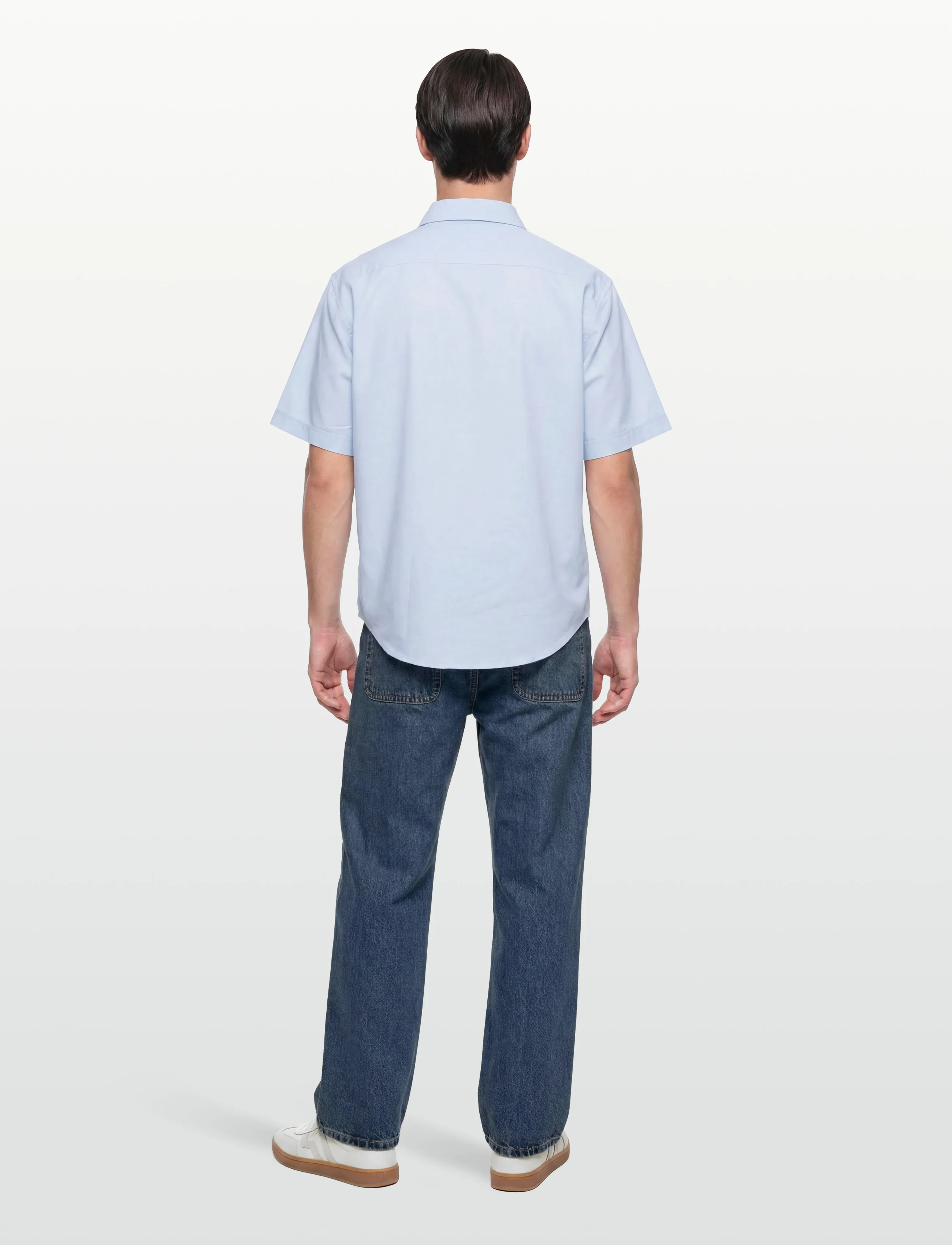 AMI - Button Down Short Sleeve Shirt Ami De Coeur In Cotton Oxford - oxford-hemden - blue - 4