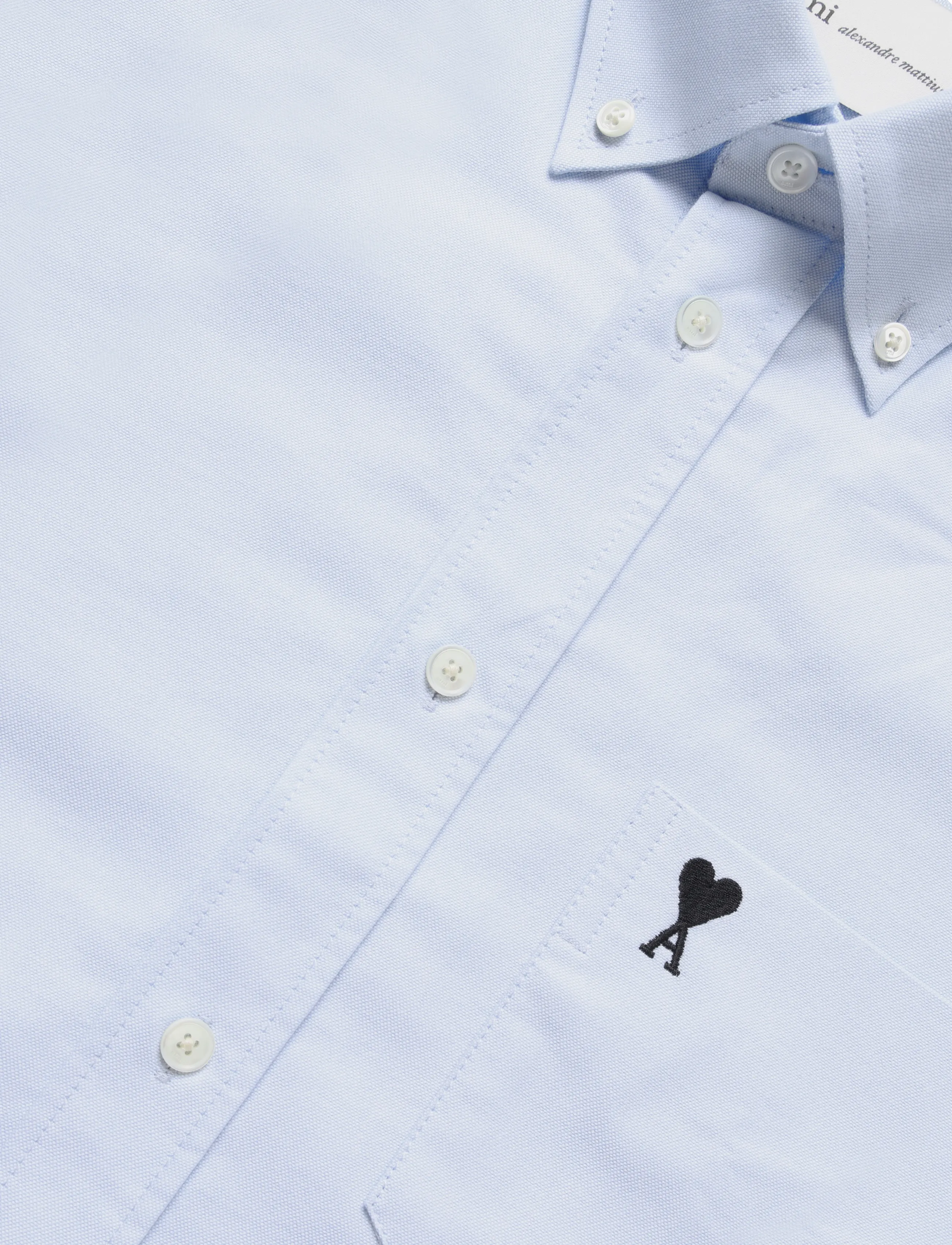 AMI - Button Down Short Sleeve Shirt Ami De Coeur In Cotton Oxford - oxford-hemden - blue - 5