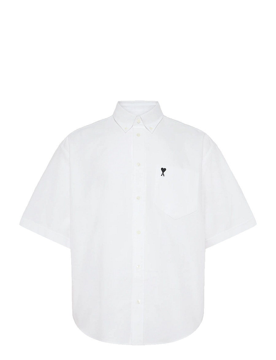 AMI - Button Down Short Sleeve Shirt Ami De Coeur In Cotton Oxford - oxford skjorter - white - 1