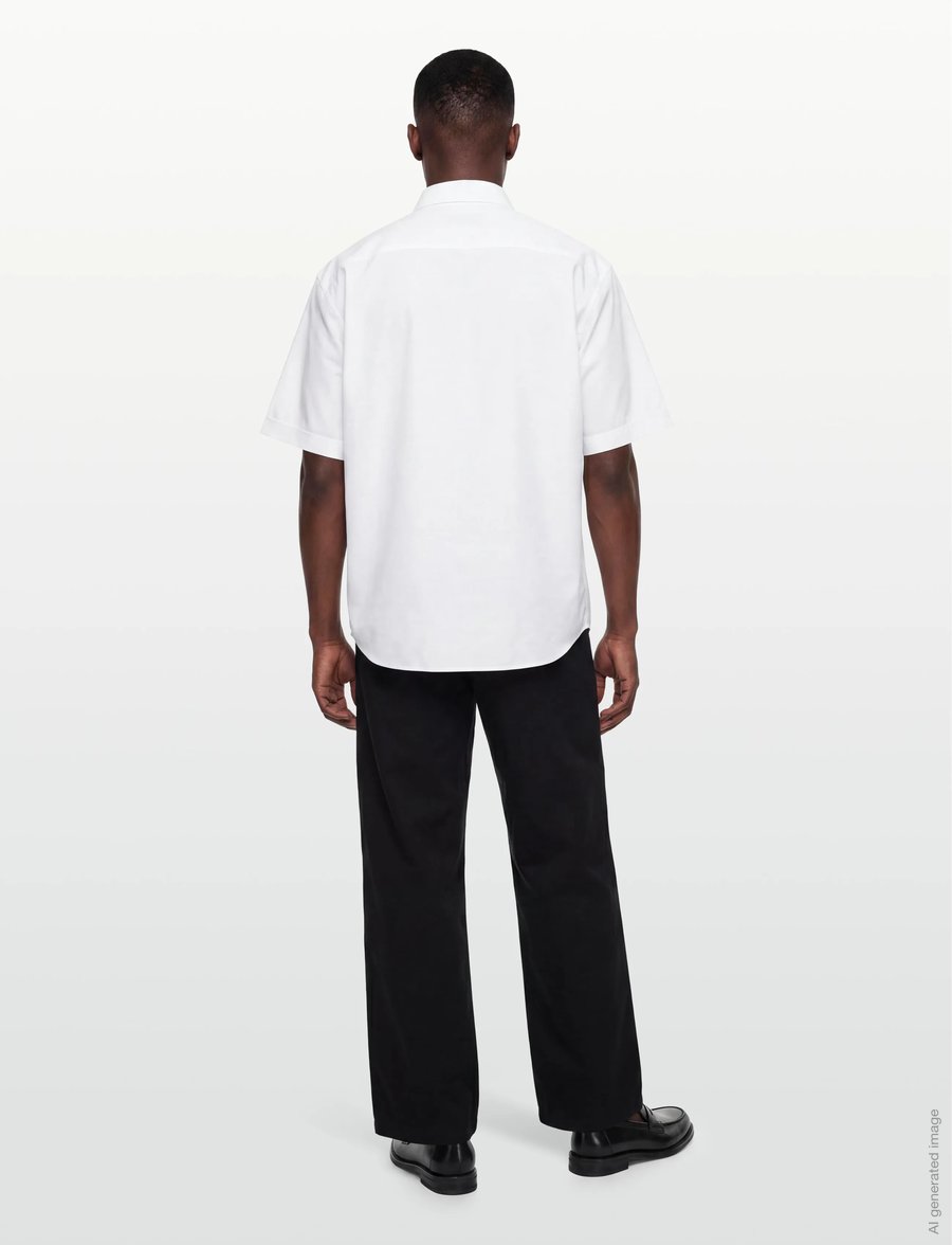 AMI - Button Down Short Sleeve Shirt Ami De Coeur In Cotton Oxford - oxford skjorter - white - 4