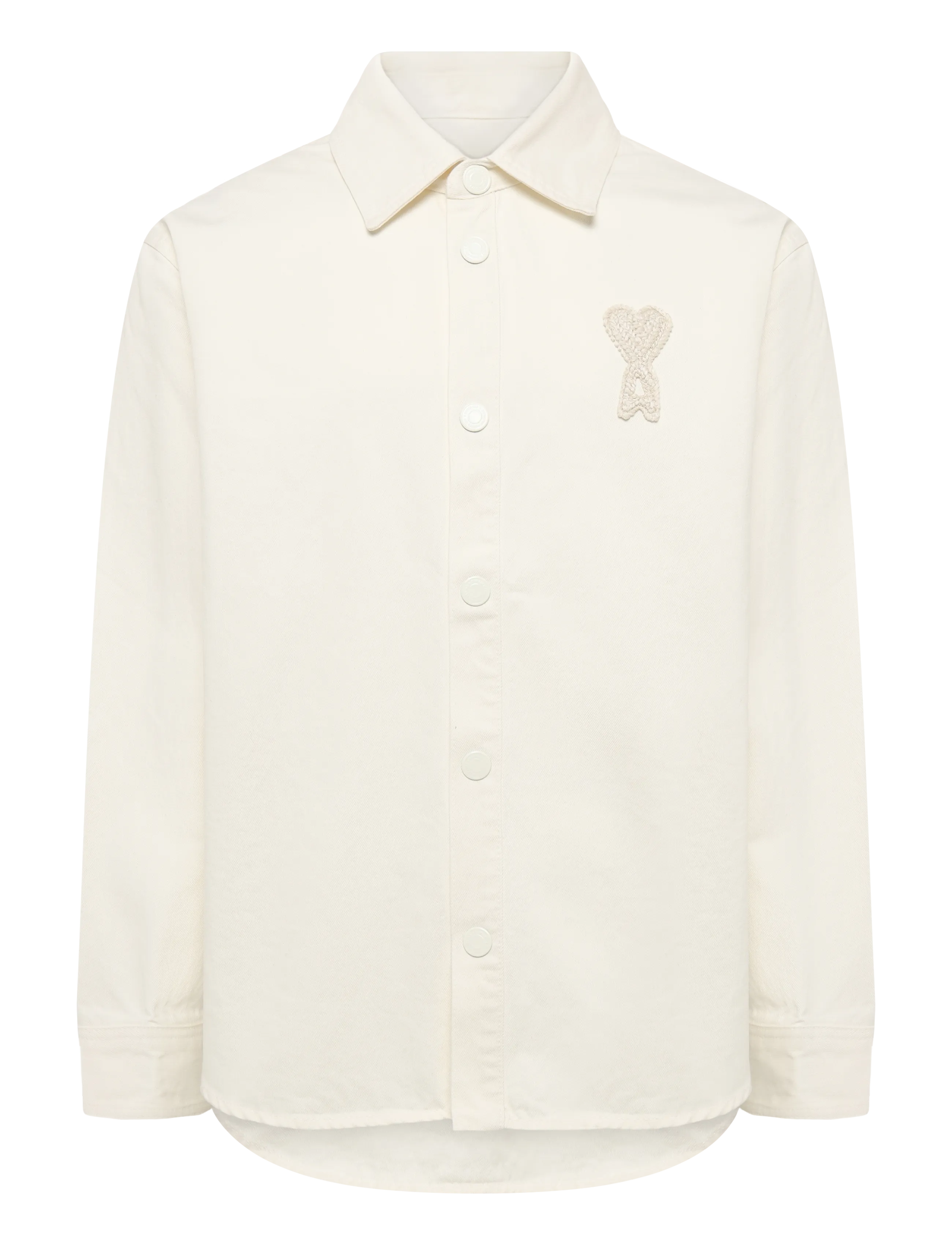 AMI Ami De Coeur Crochet Patch Overshirt - Vabaajasärgid - WHITE / white