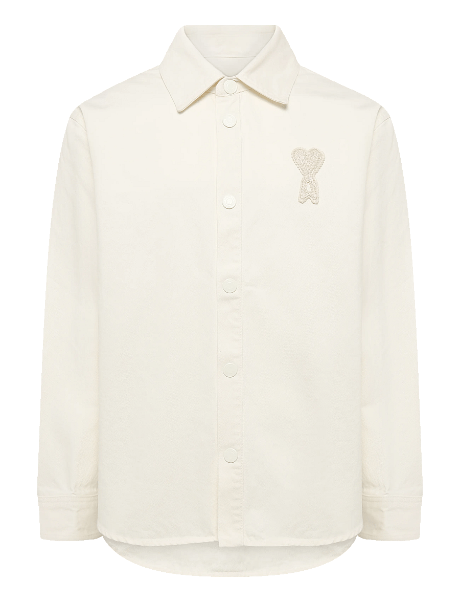 AMI - Ami De Coeur Crochet Patch Overshirt - casual skjorter - white - 0