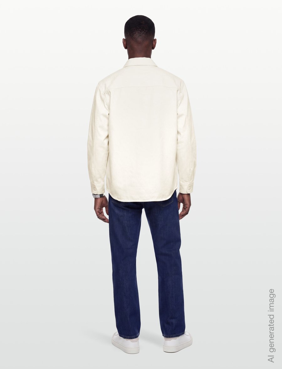 AMI - Ami De Coeur Crochet Patch Overshirt - casual skjorter - white - 4
